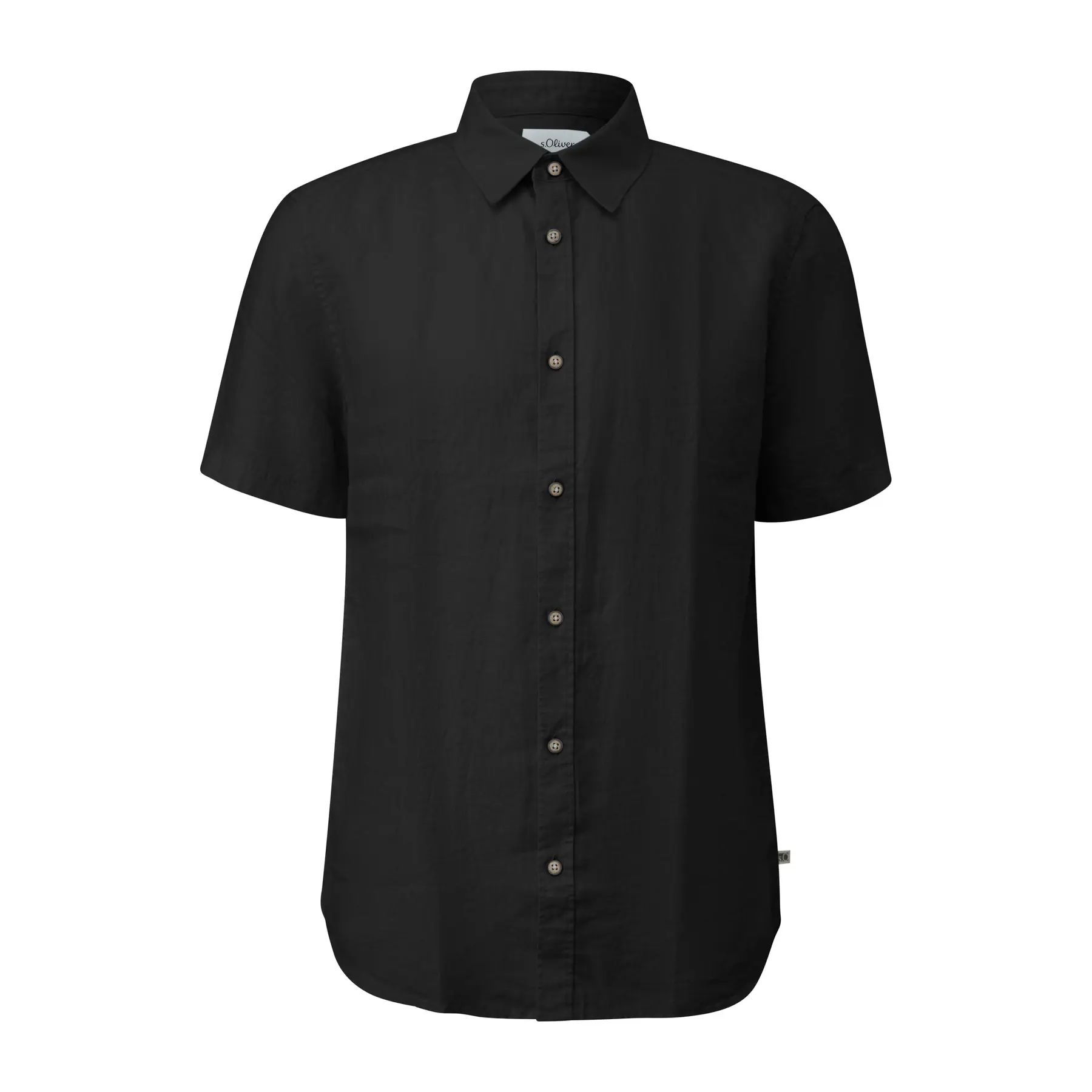 Leichte klassische Leinenbluse mit italienischem Kragen und abgerundetem Saum s.Oliver
