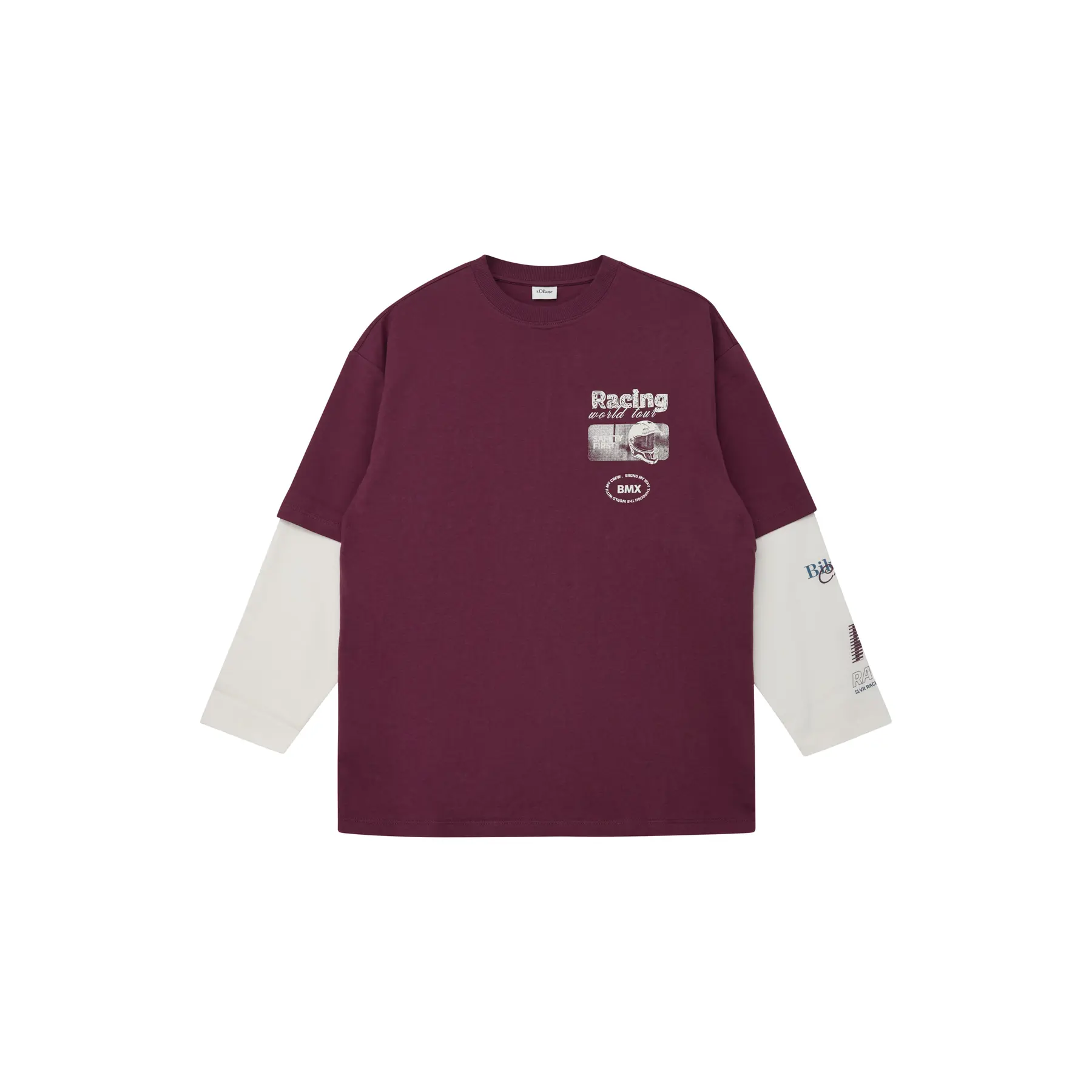 T-shirt a maniche lunghe taglio ampio effetto sovrapposto e dettagli stampati bambino s.Oliver