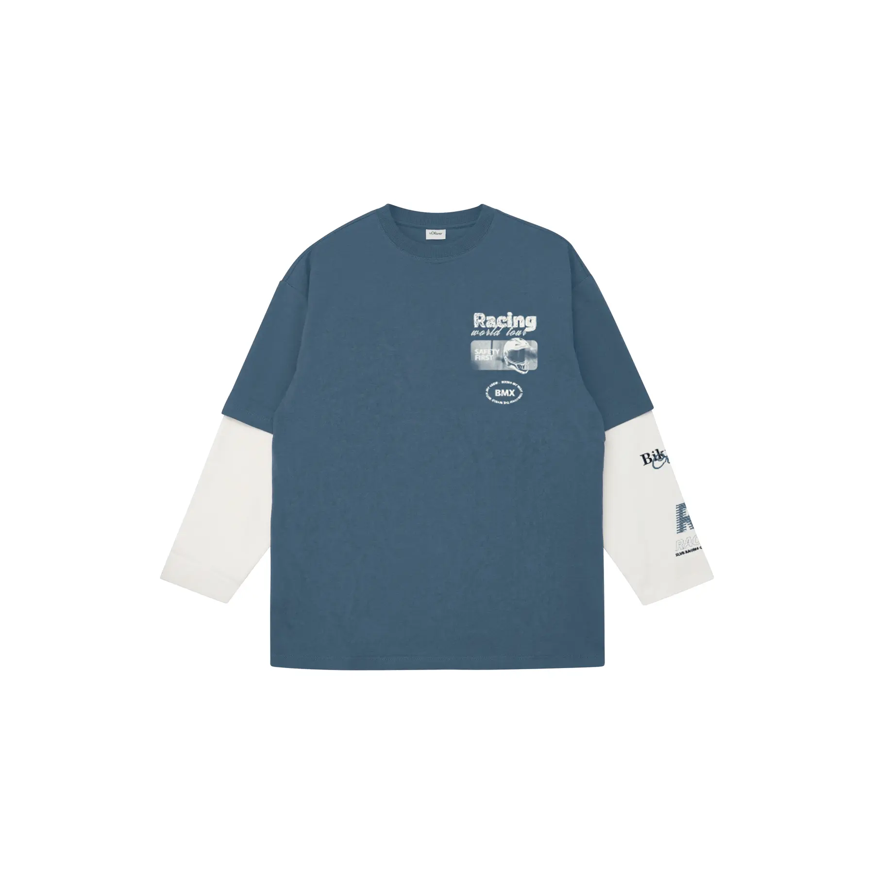 T-shirt a maniche lunghe taglio ampio effetto sovrapposto e dettagli stampati bambino s.Oliver