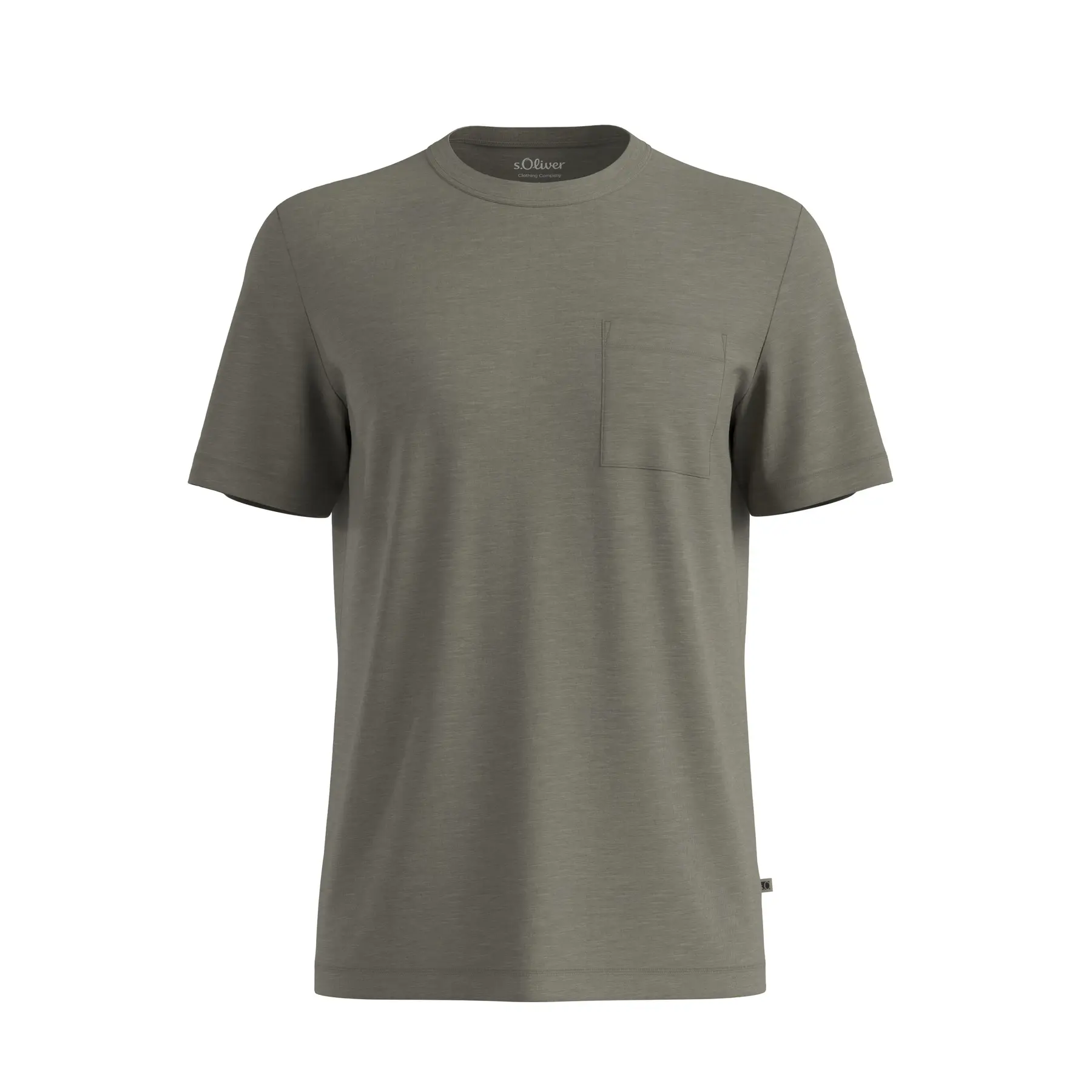T-shirt in cotone misto con tasca sul petto e patch logo s.Oliver