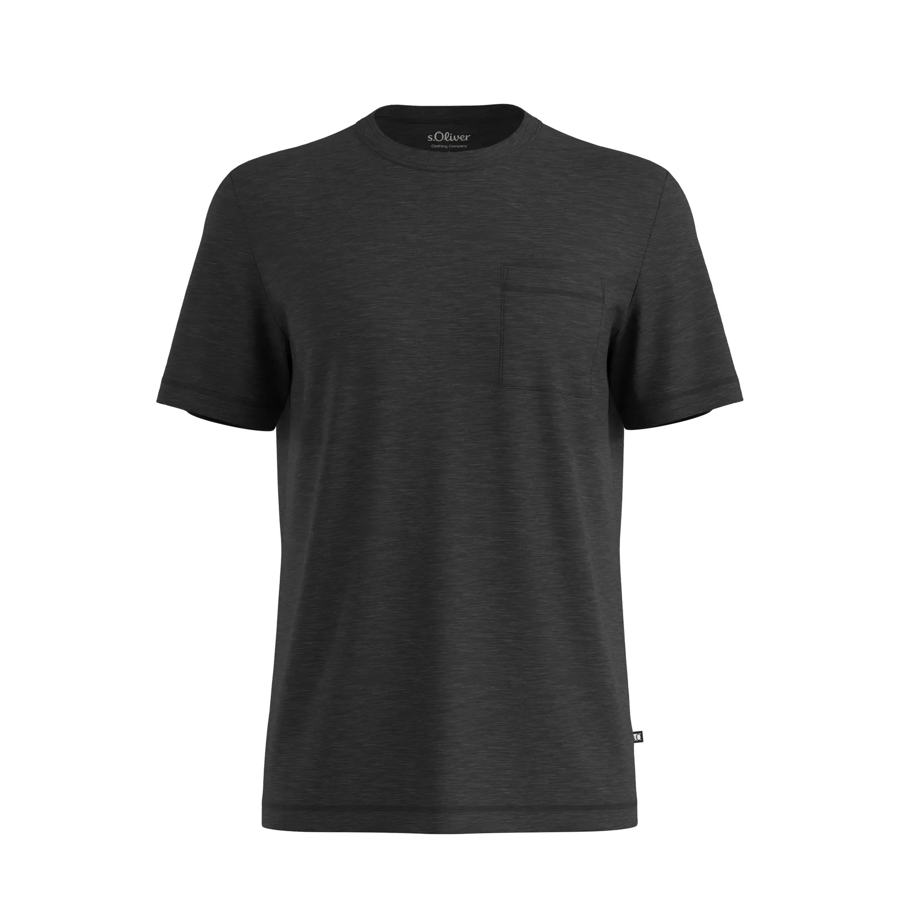 T-shirt in cotone misto con tasca sul petto e patch logo s.Oliver