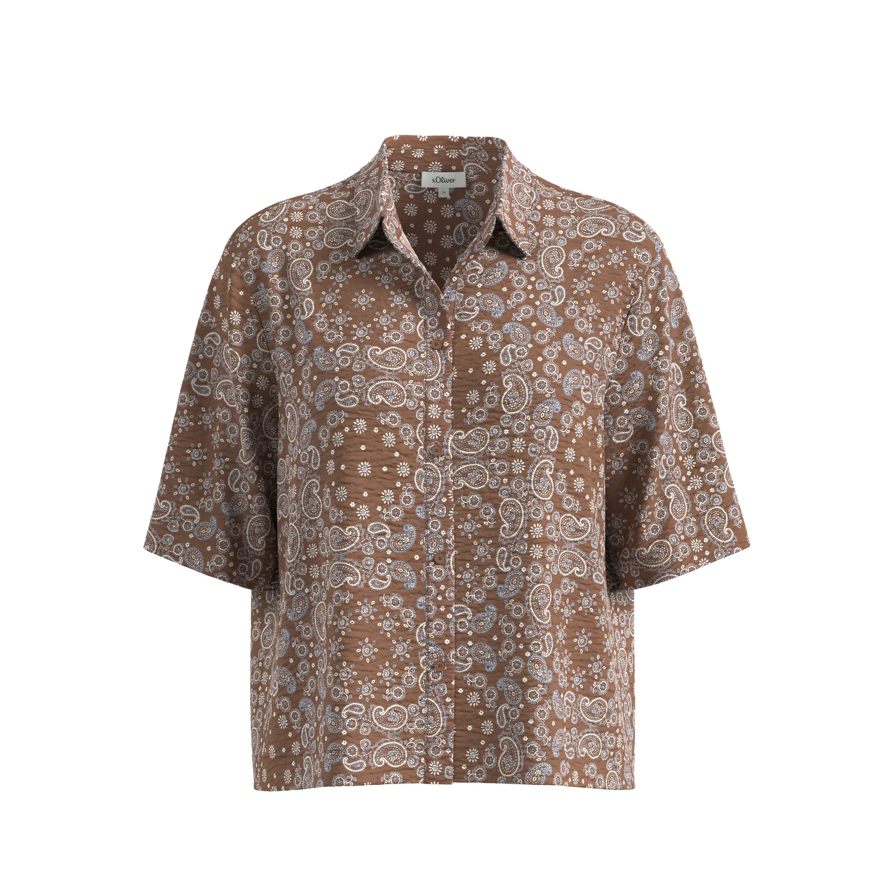 Blusa dal taglio morbido con stampa integrale e arricciature donna