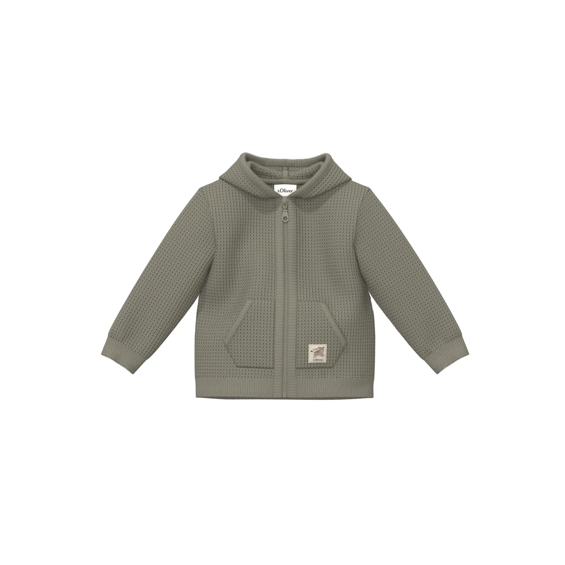 Geweven gebreid vest met capuchon en kangoeroezak voor baby s.Oliver