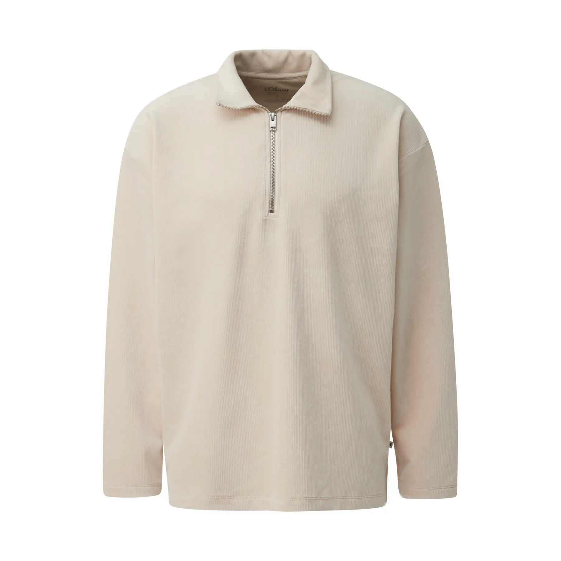 Sweatshirt met halflange rits in ribfluweel, moderne pasvorm s.Oliver