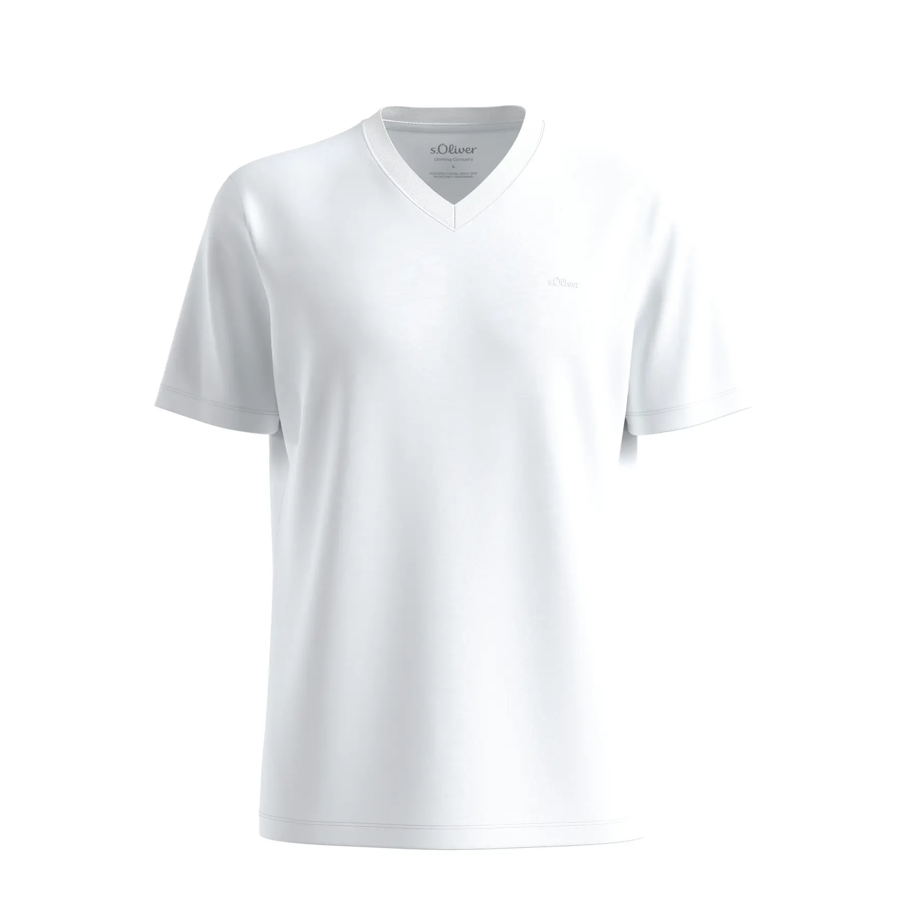 Katoenen T-shirt met V-hals en bedrukte logo s.Oliver