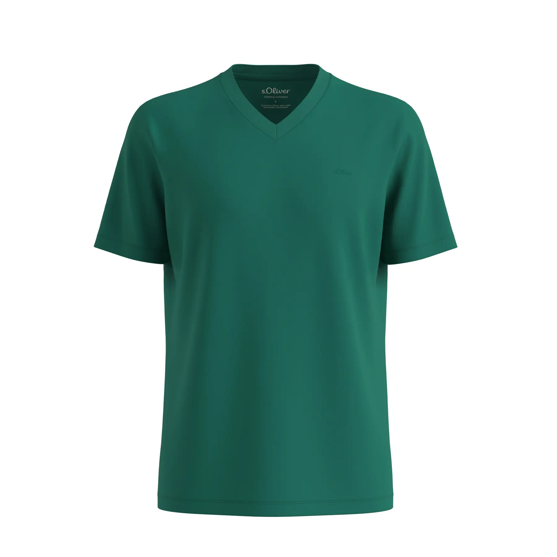 Katoenen T-shirt met V-hals en bedrukte logo s.Oliver