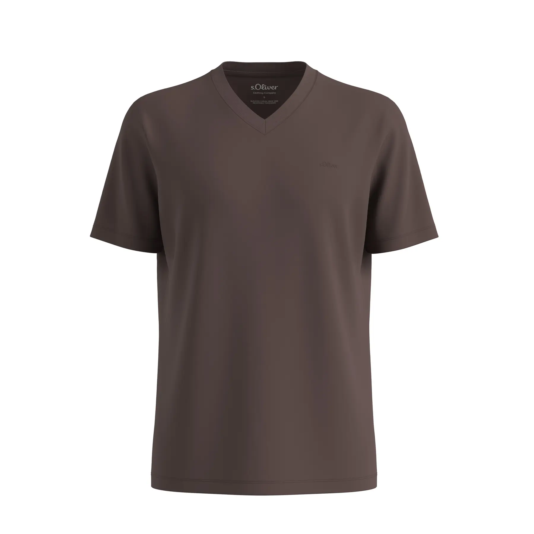T-Shirt aus Baumwolle mit V-Ausschnitt und bedrucktem Logo s.Oliver