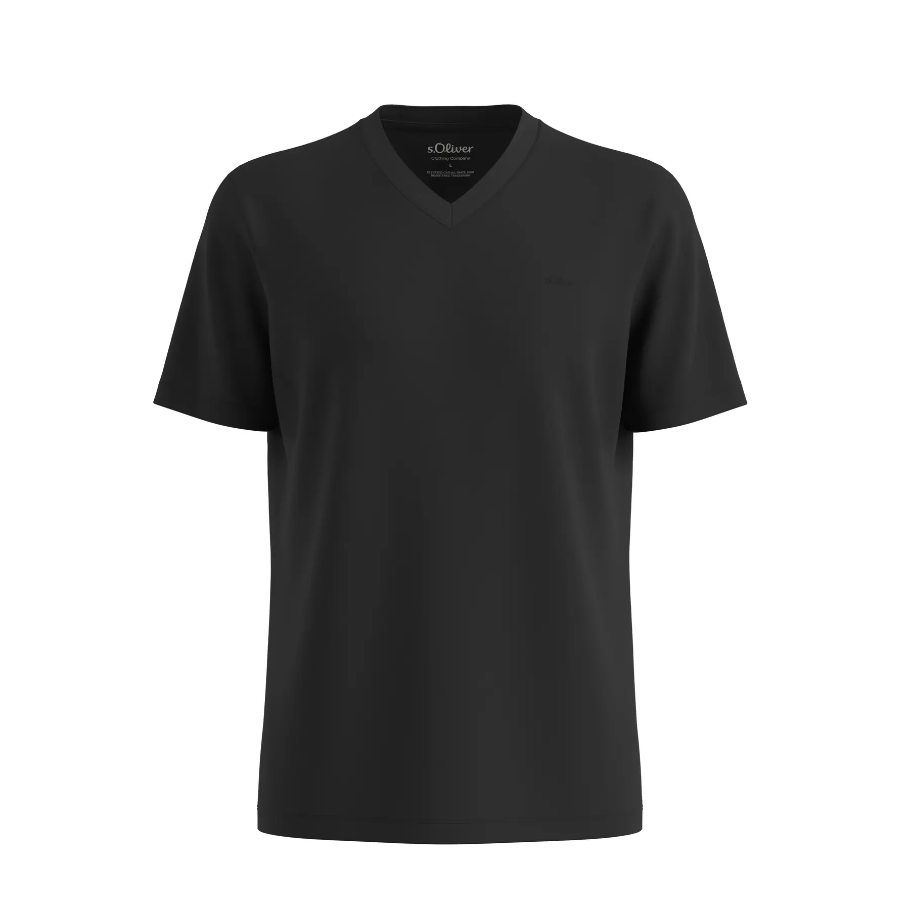 T-Shirt aus Baumwolle mit V-Ausschnitt und bedrucktem Logo s.Oliver