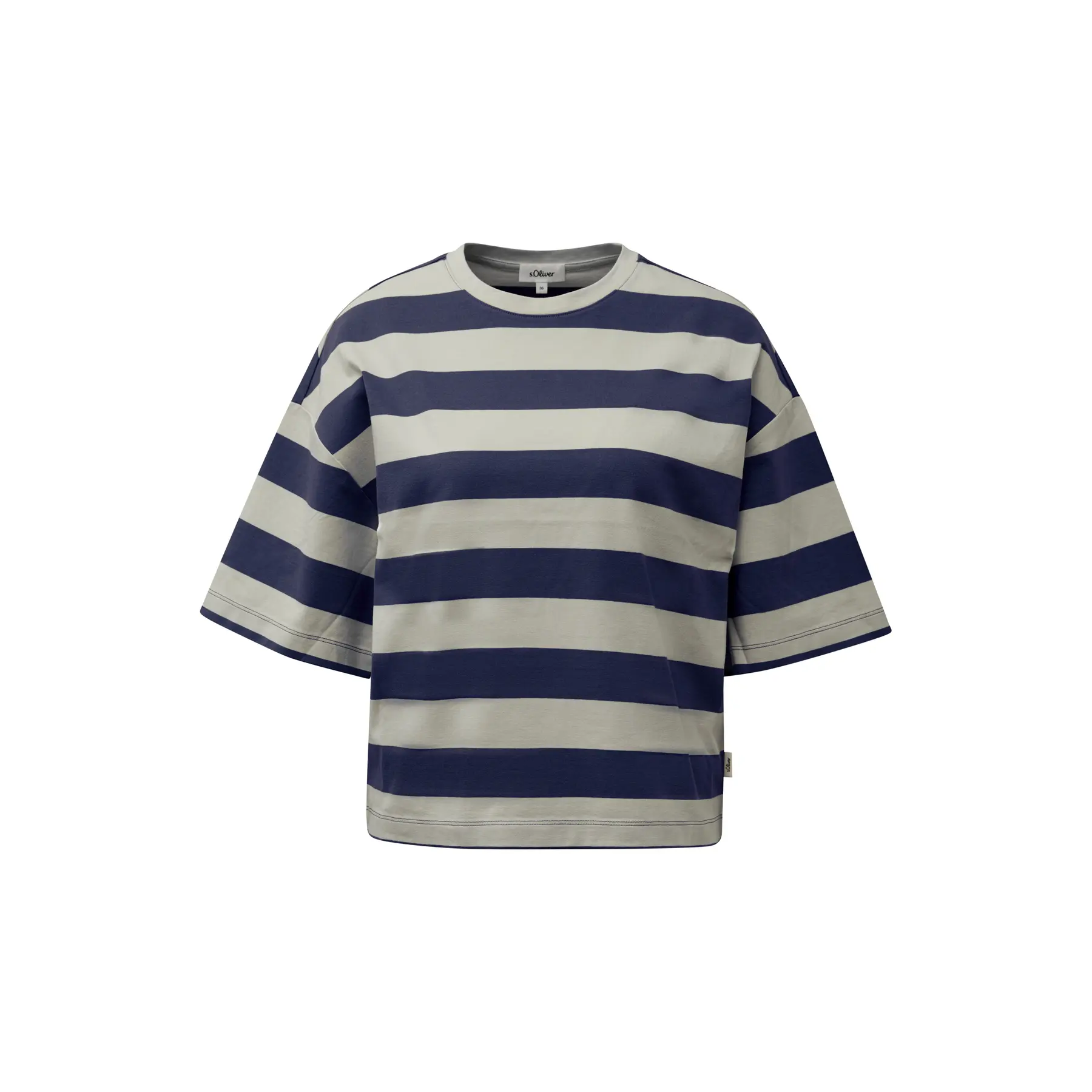 Oversize T-Shirt mit Logo-Patch und Streifen für Damen s.Oliver