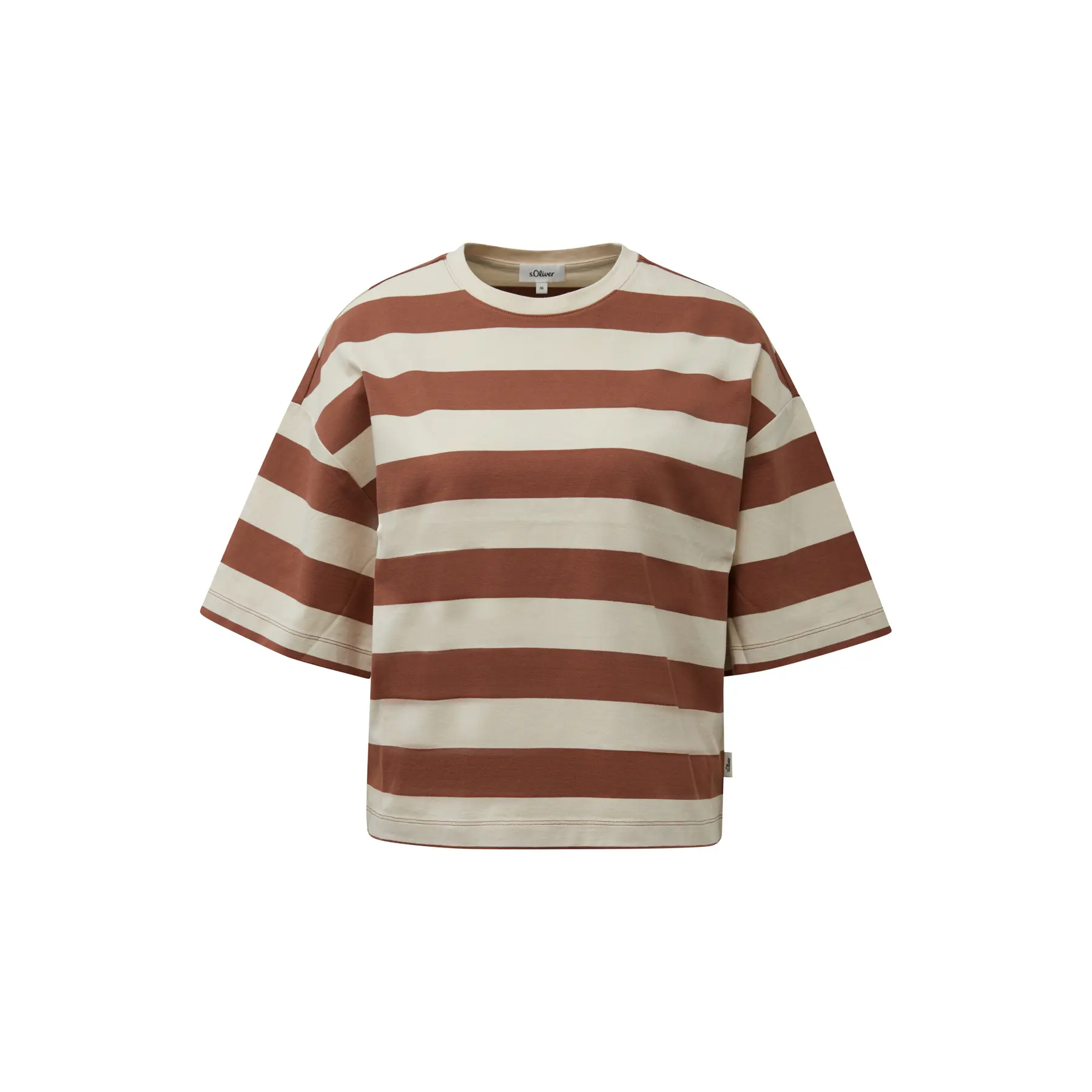 Oversize T-Shirt mit Logo-Patch und Streifen für Damen s.Oliver