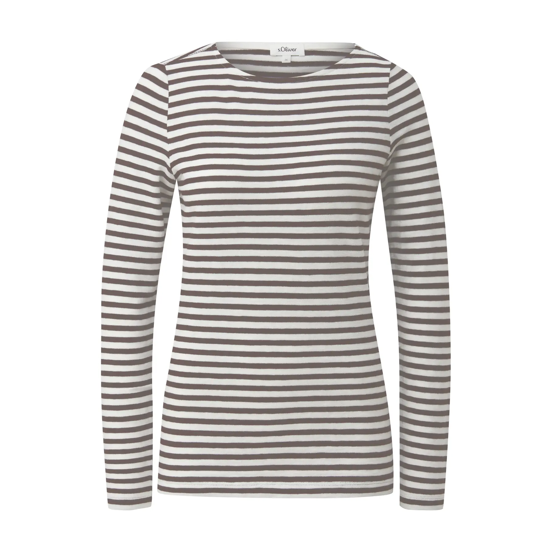 s.Oliver - female - Gestreepte T-shirt met lange mouwen van gevlamd garen en een boothals