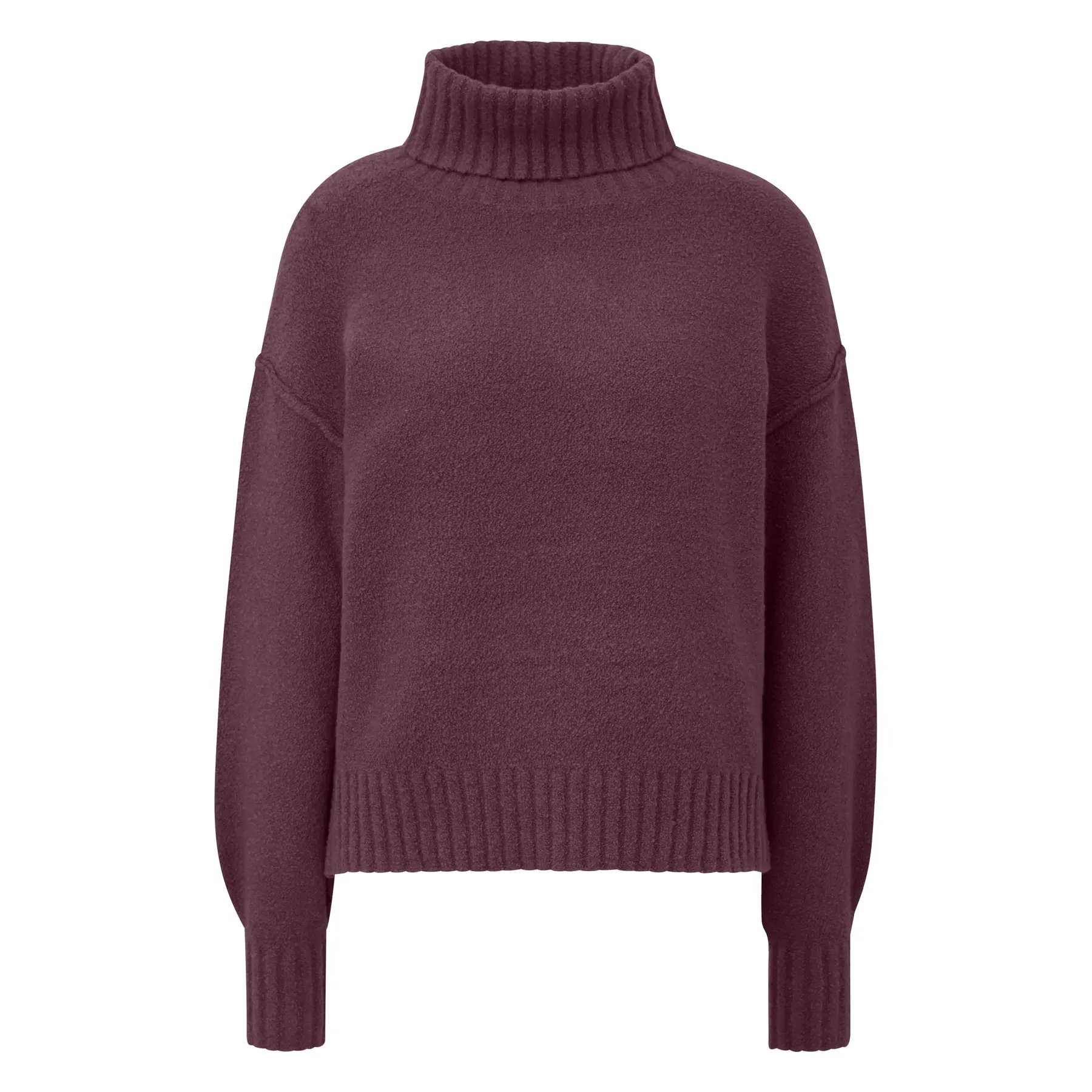 Pull in maglia bouclée a col alto donna