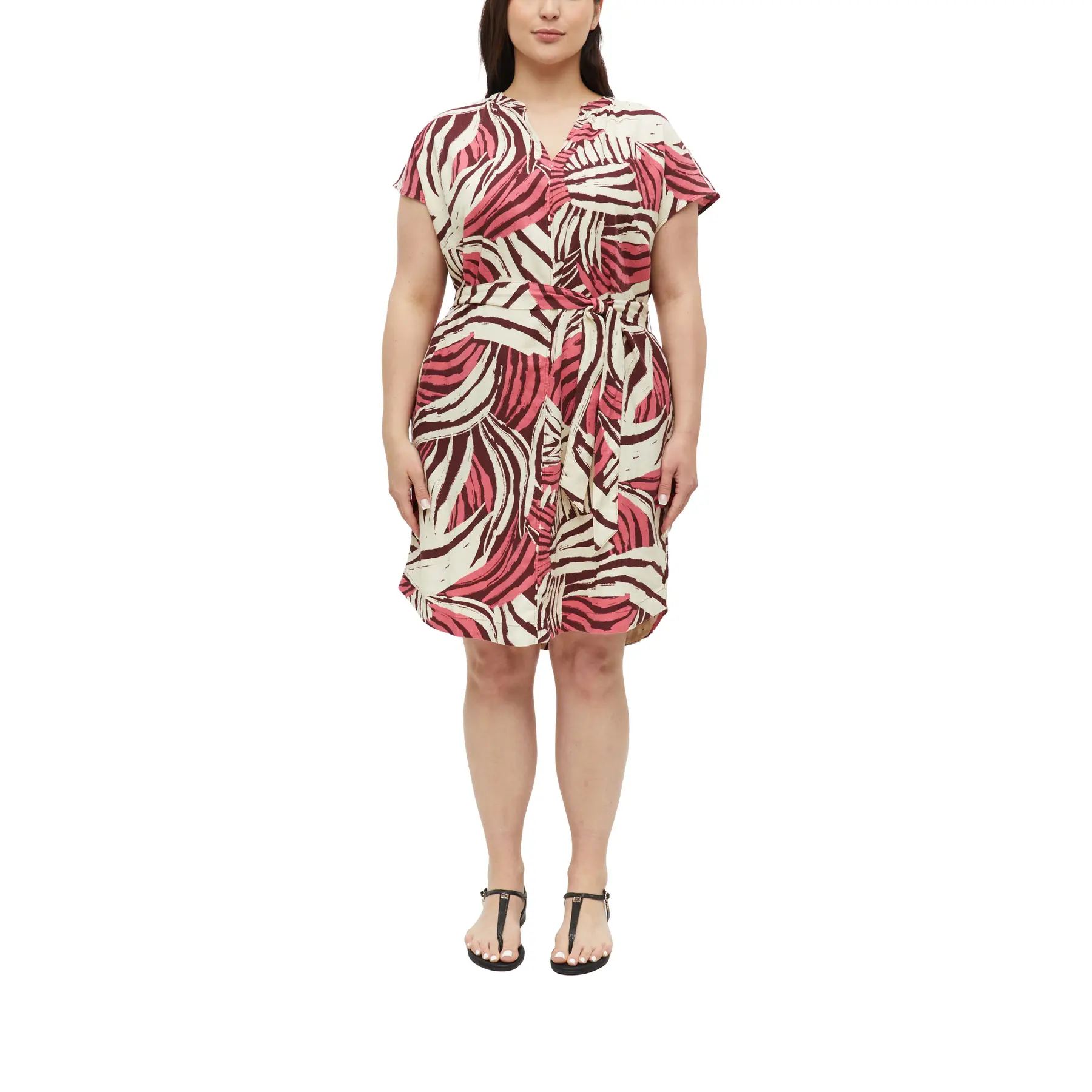 Abito senza maniche in lino misto con stampa all-over e arricciature donna s.Oliver