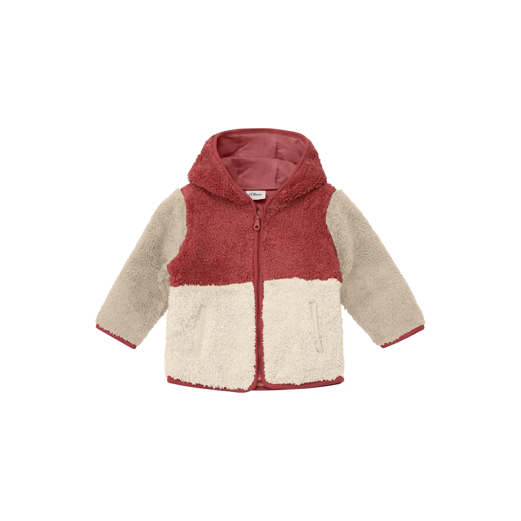 Outdoor jas met capuchon en colour blocking en teddy fleece voor baby's s.Oliver