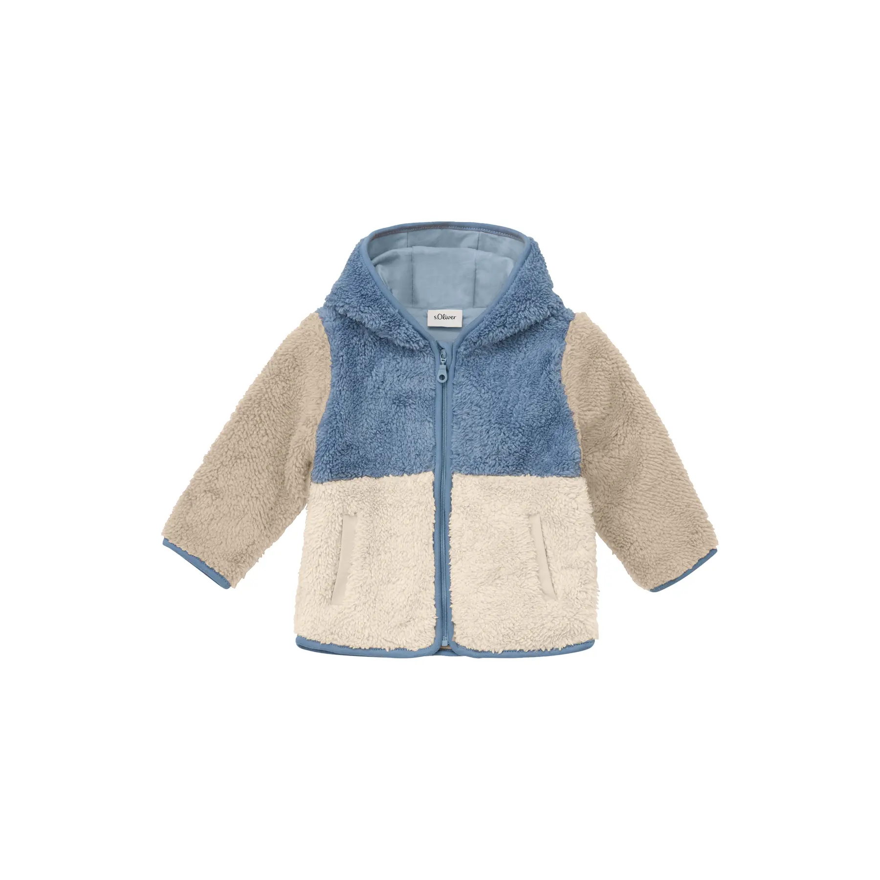 Outdoor jas met capuchon en colour blocking en teddy fleece voor baby's s.Oliver