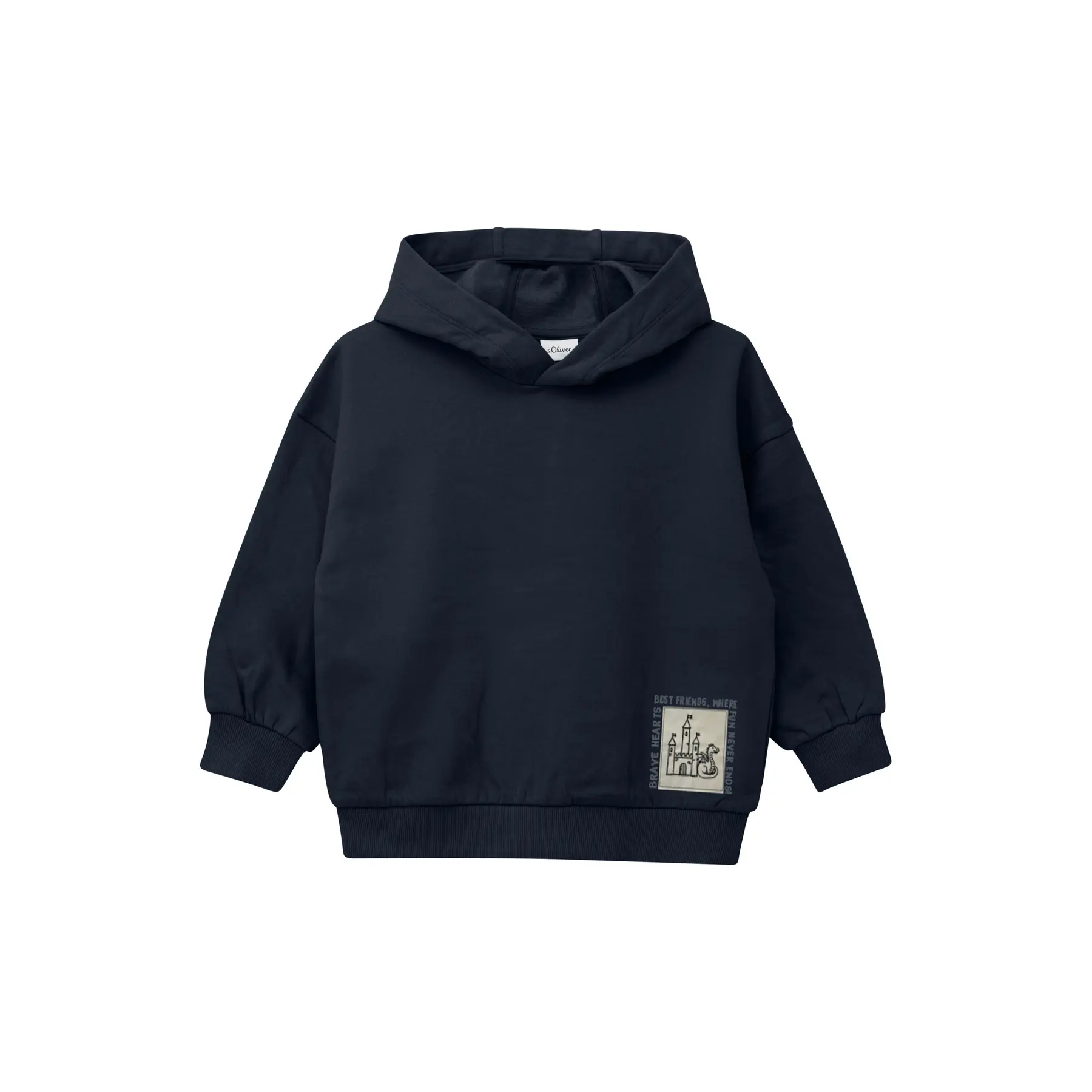 Oversize Kapuzensweatshirt mit Druck vorne und hinten - aufgerautes Innenfutter Kind s.Oliver