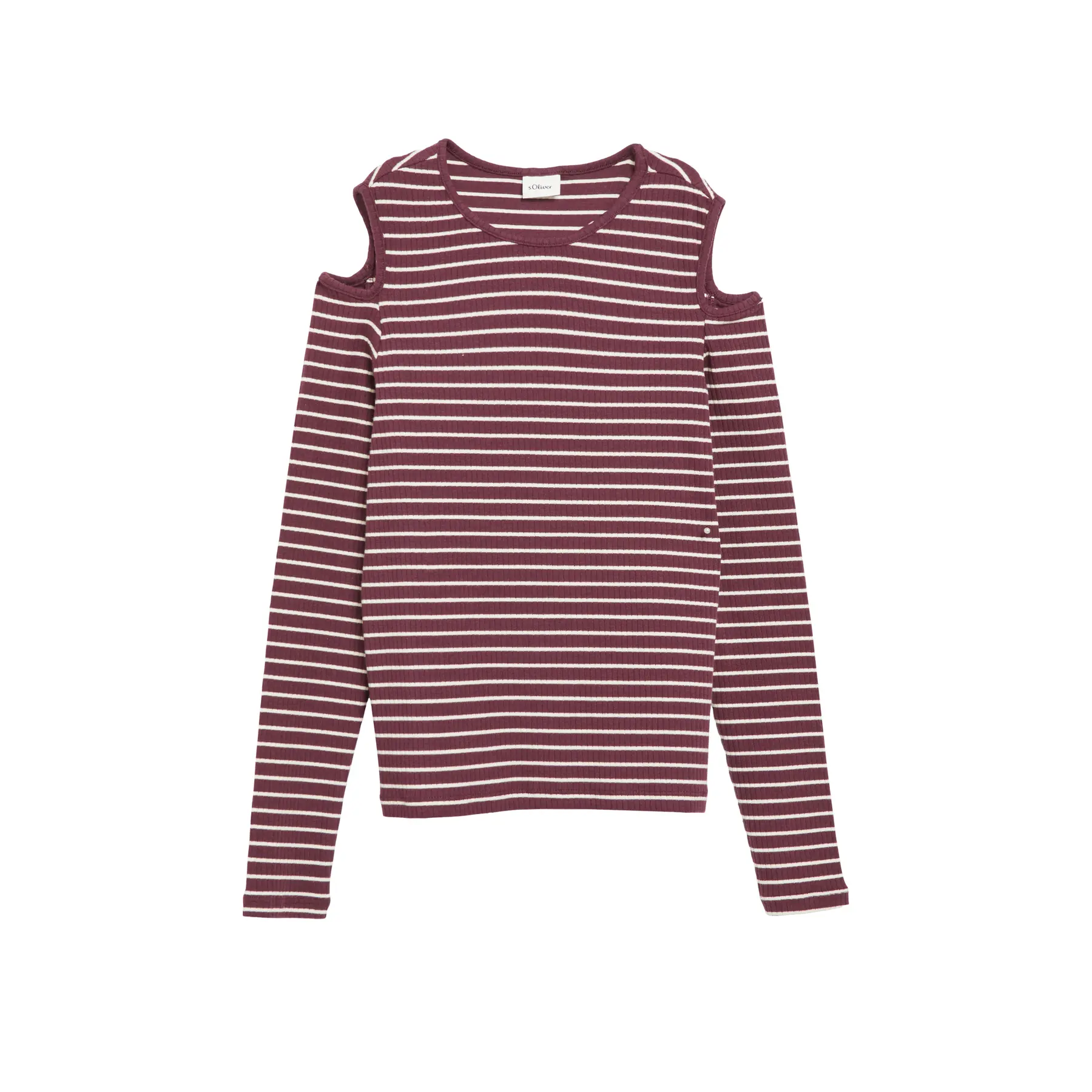 s.Oliver - female - Zacht geribbeld shirt met uitsnijding in slim fit