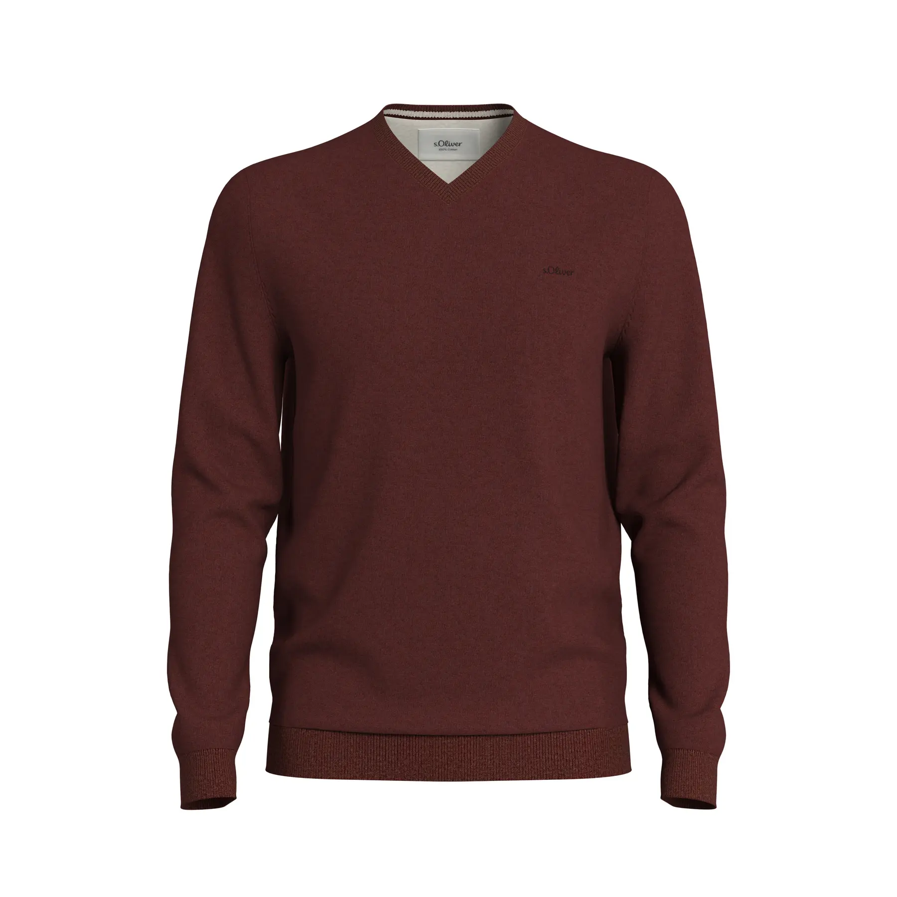 Strickpullover mit V-Ausschnitt und gesticktem Logo s.Oliver