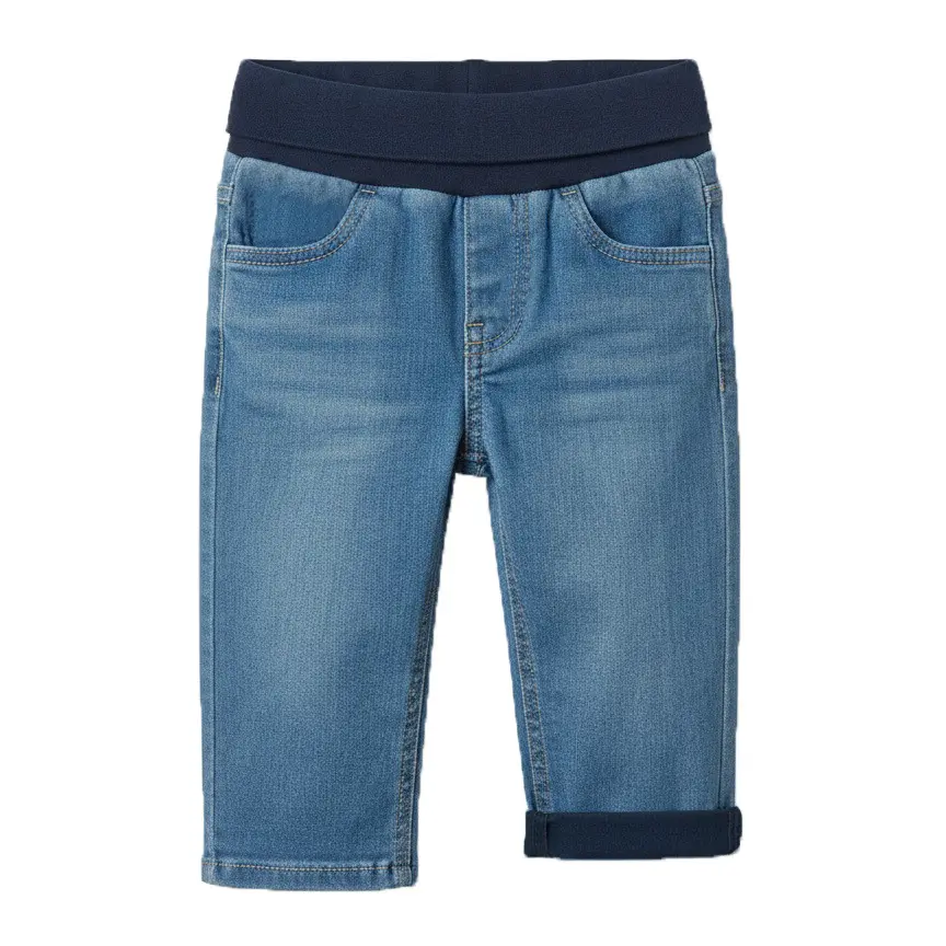 Jeans a Vita Alta Taglio Dritto con Cintura A Coste per Bambini s.Oliver