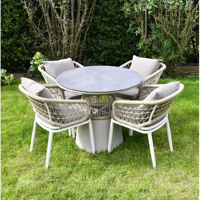 Sac Grau Gartenmöbelset Mit 4 Stühlen Und Tisch Deluxe