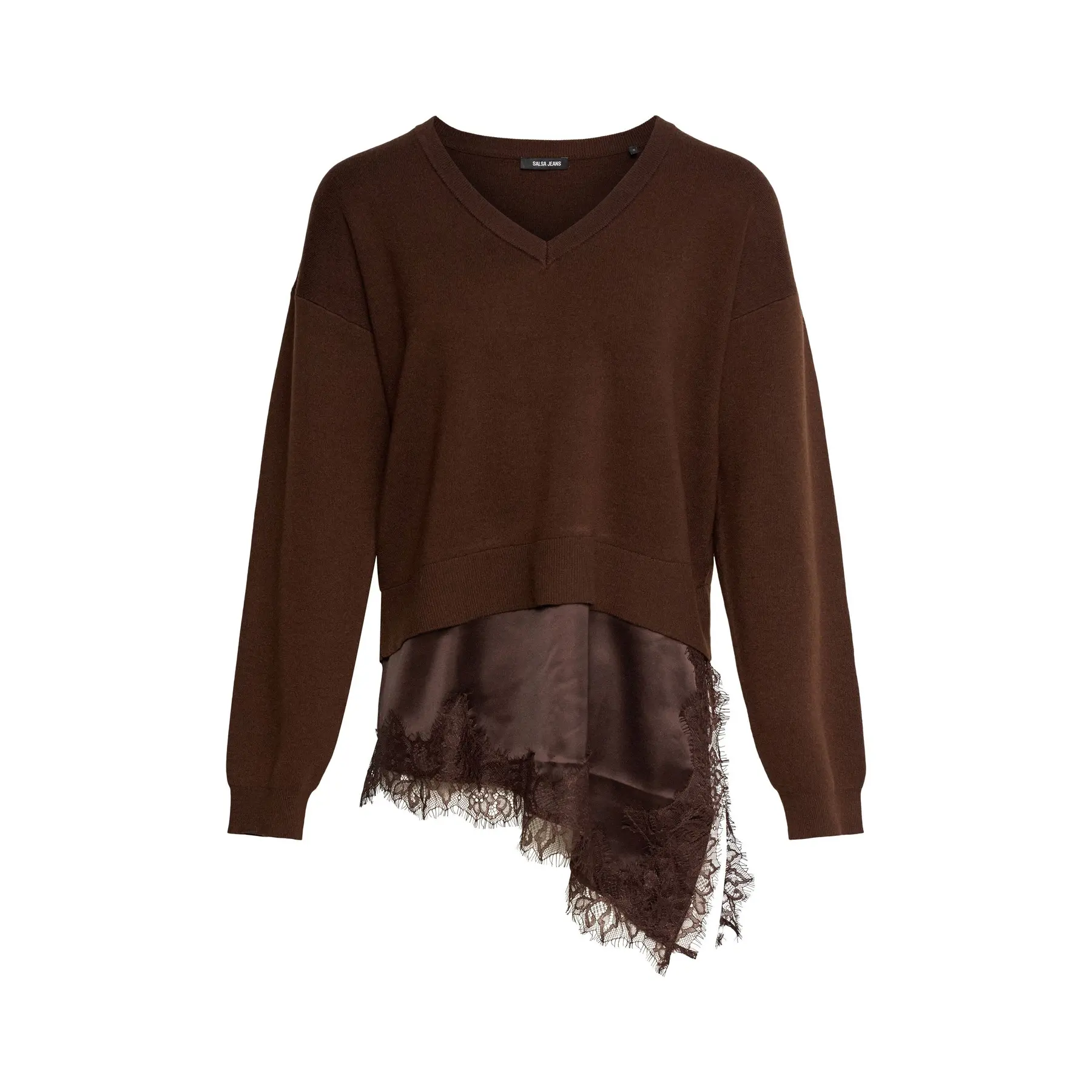 Maglione in maglia con pizzo donna