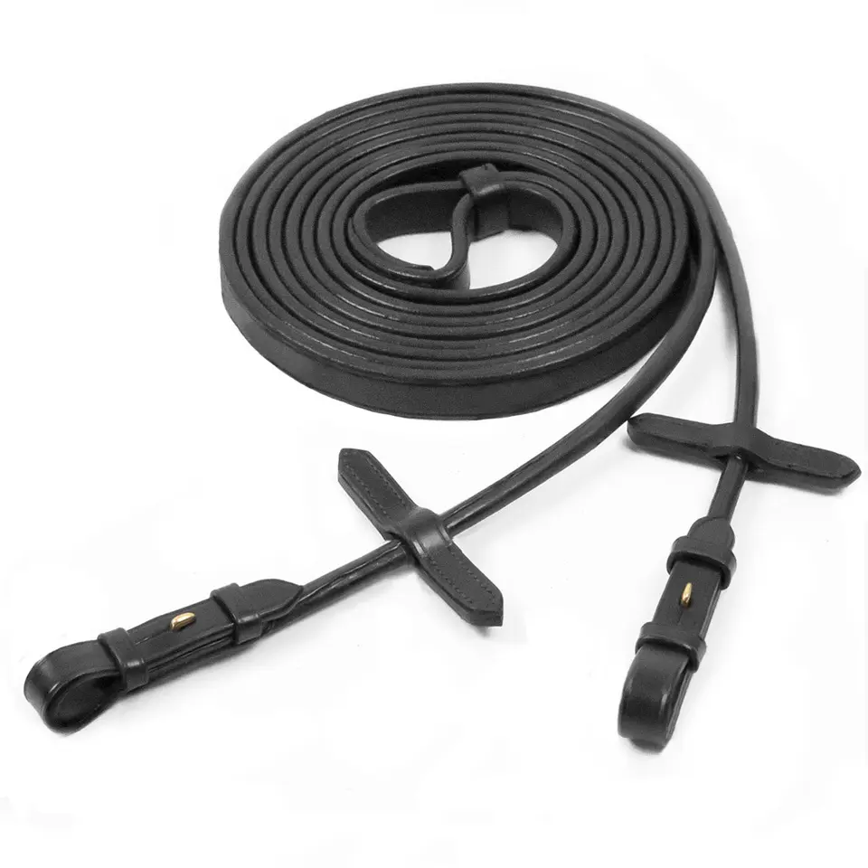 Schockemöhle double rolled leather bridle reins for horse