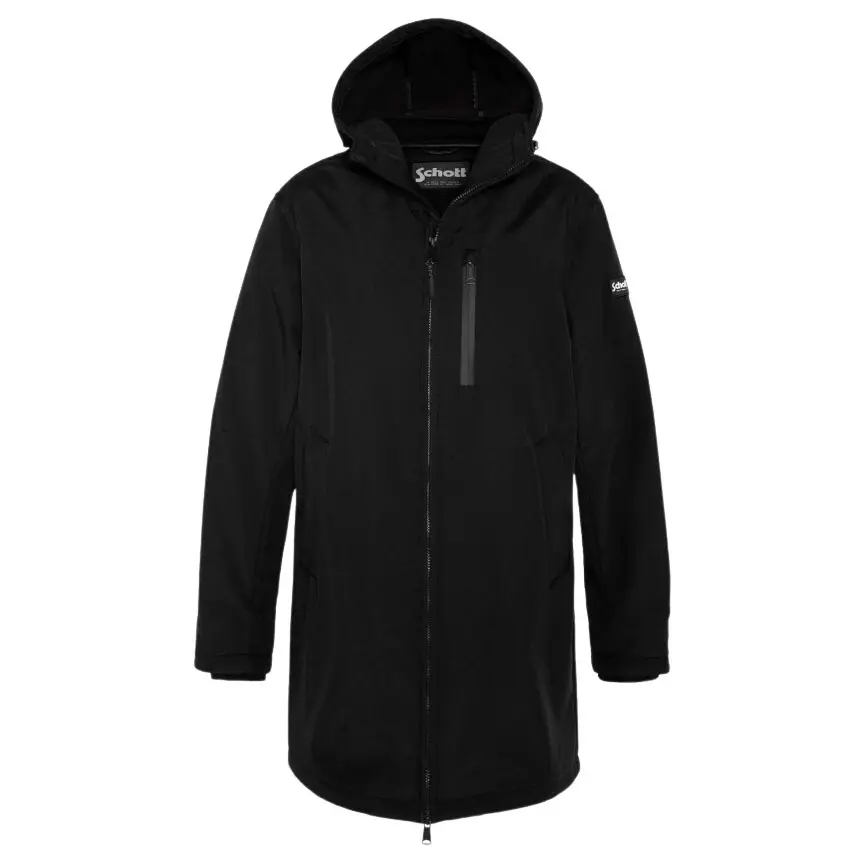 Giacca lunga con zip e cappuccio Schott