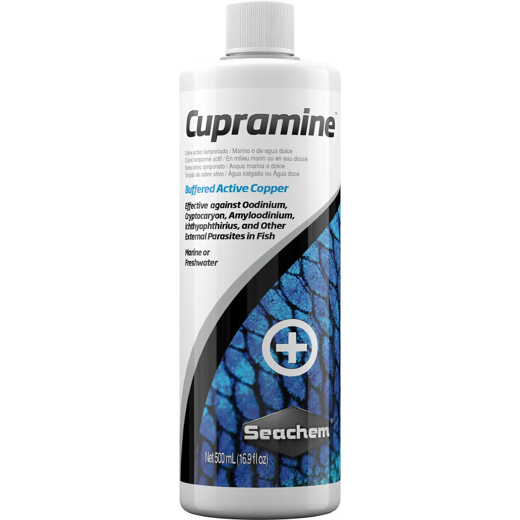 Detergente per l'acqua dell'acquario Seachem Cupramine