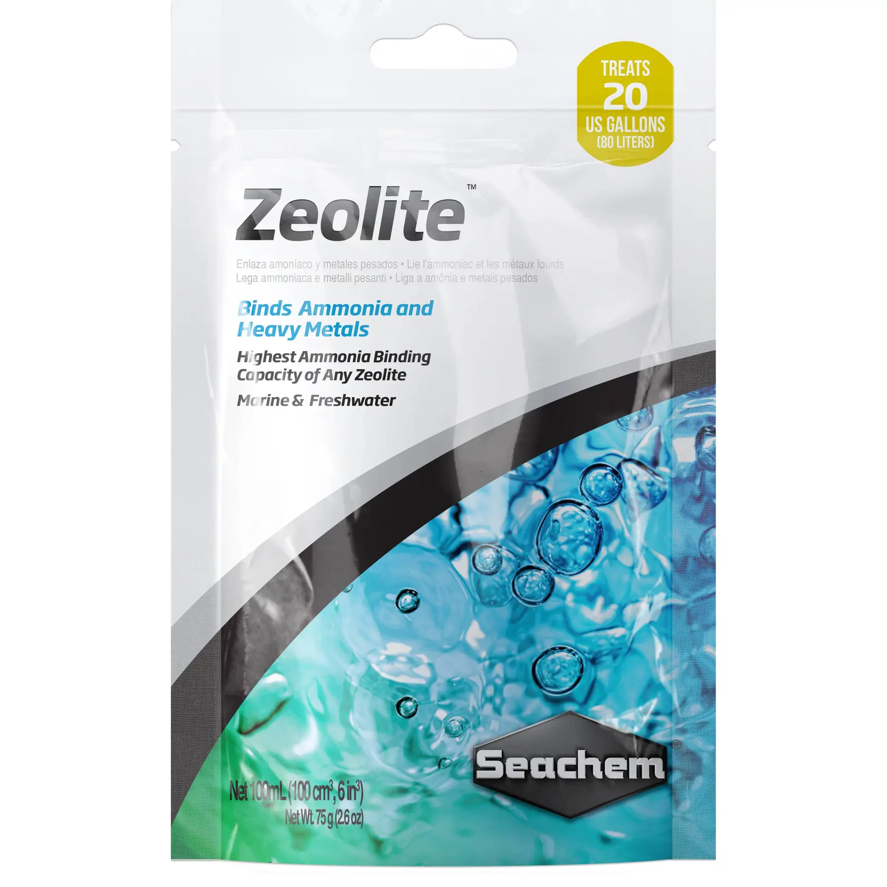 Detergente per l'acqua dell'acquario Seachem Zeolite