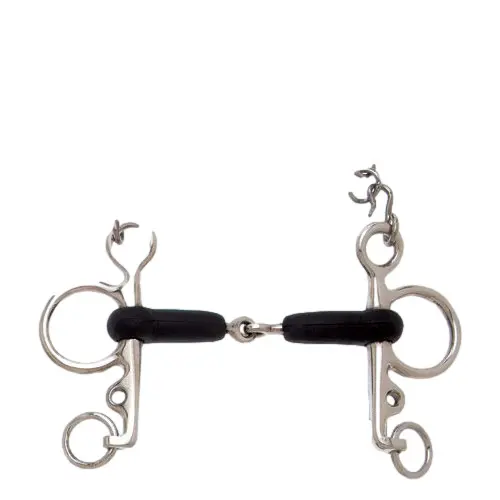 Pelham bit for horse with rubber jointed mouthpiece Sefton