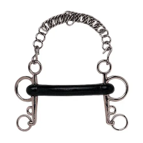 Mullen mouth pelham bit for horse with a rigid rubber mouthpiece Sefton