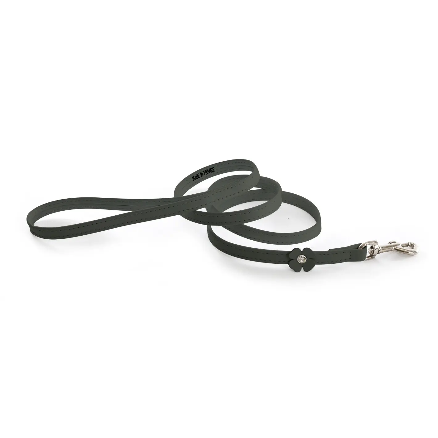 Leather dog leash Sellerie Canine Vendéenne Trefle