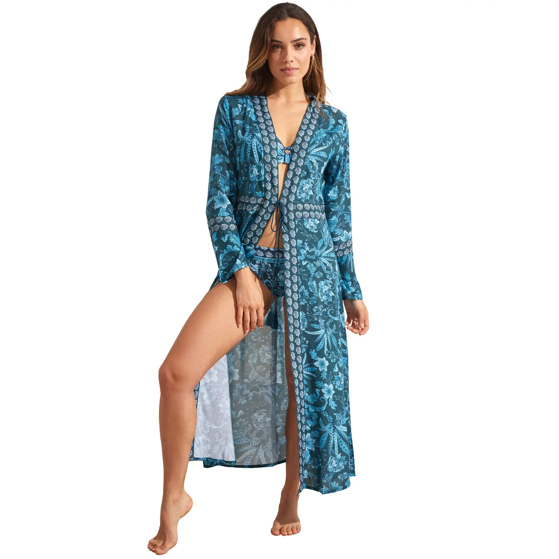 Damen Strand Kimono lang Selmark Acanthus