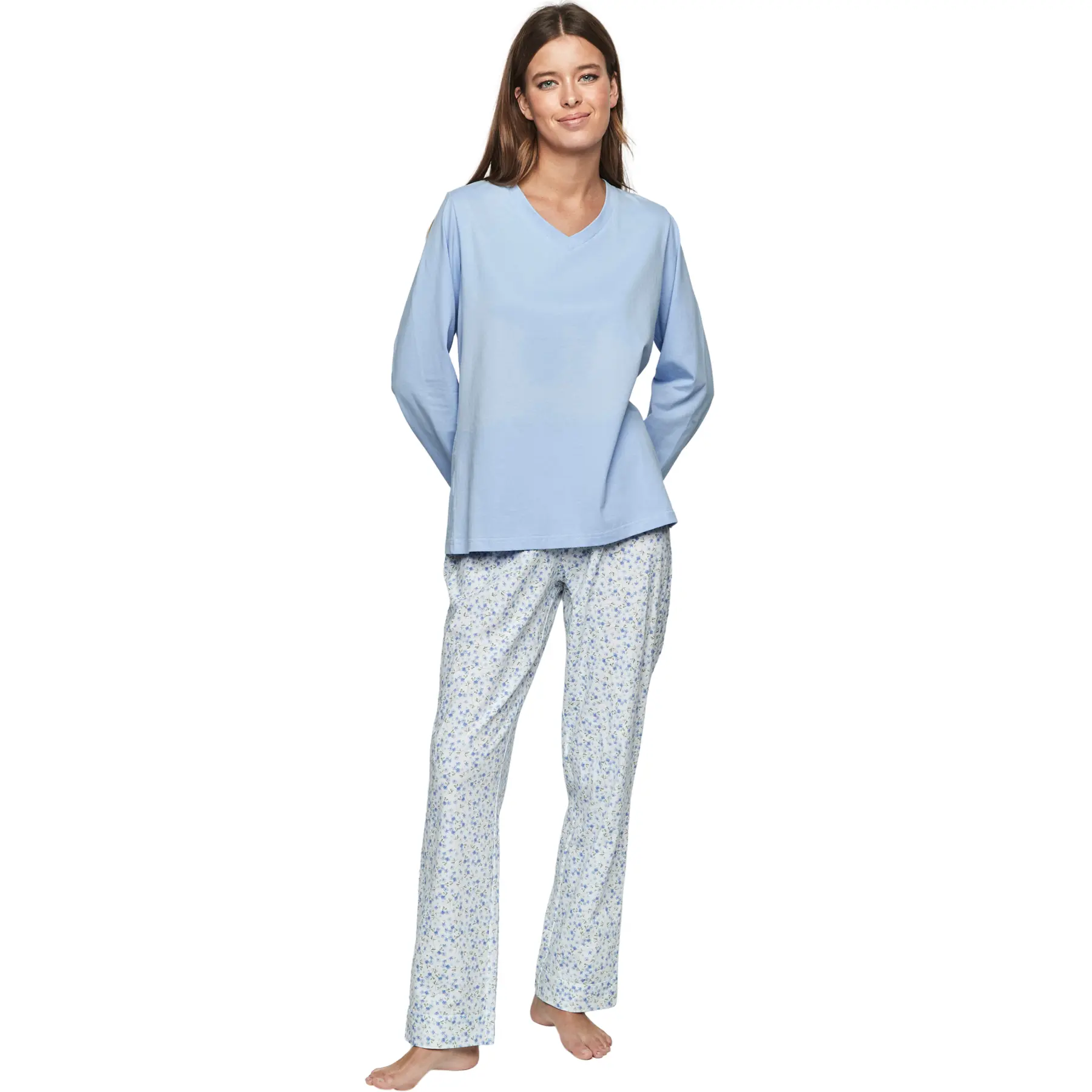 Pyjama Damen Selmark P111 Preppy Flowers