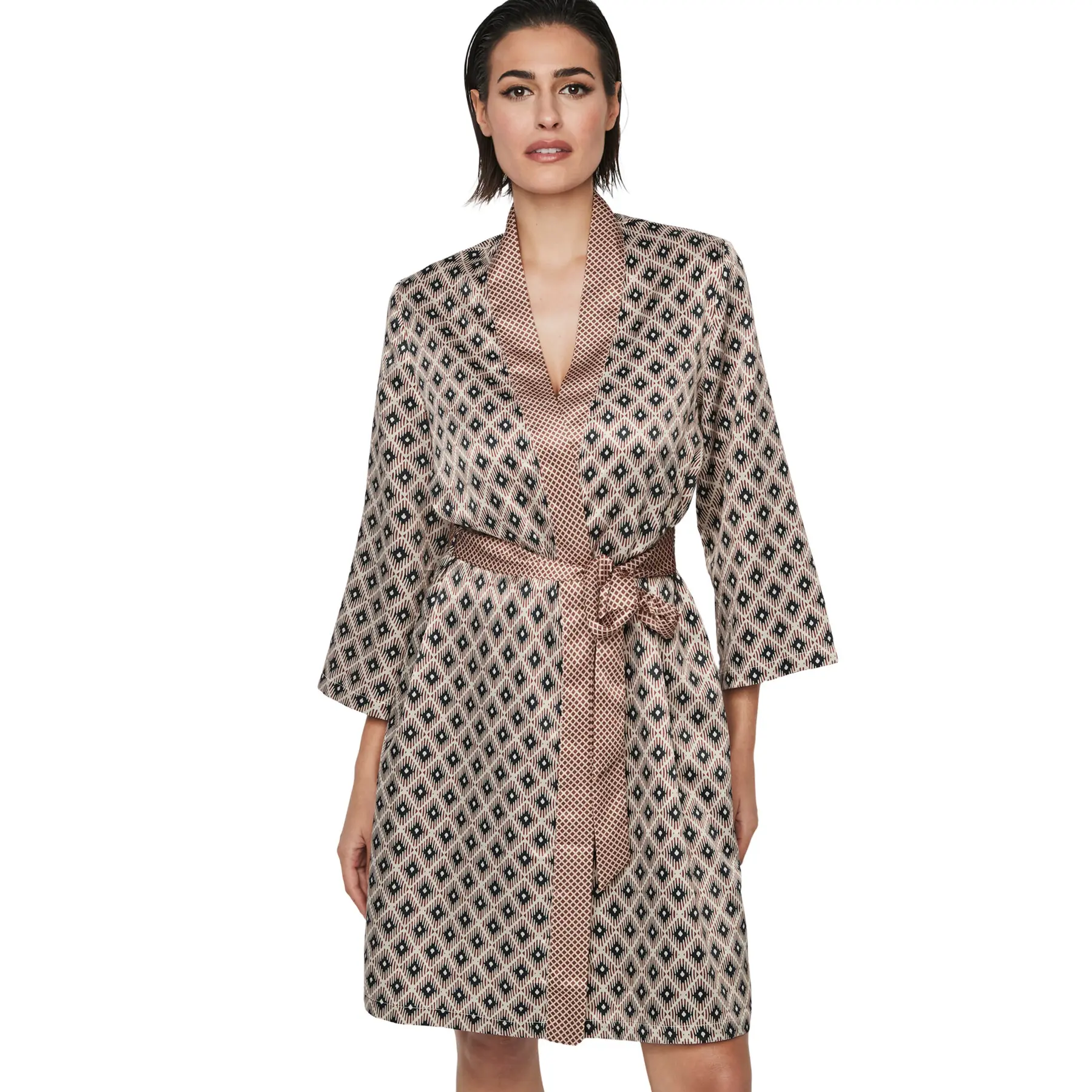 Damen-Kimonorobe mit langen Ärmeln Selmark P116 Satin Sublime