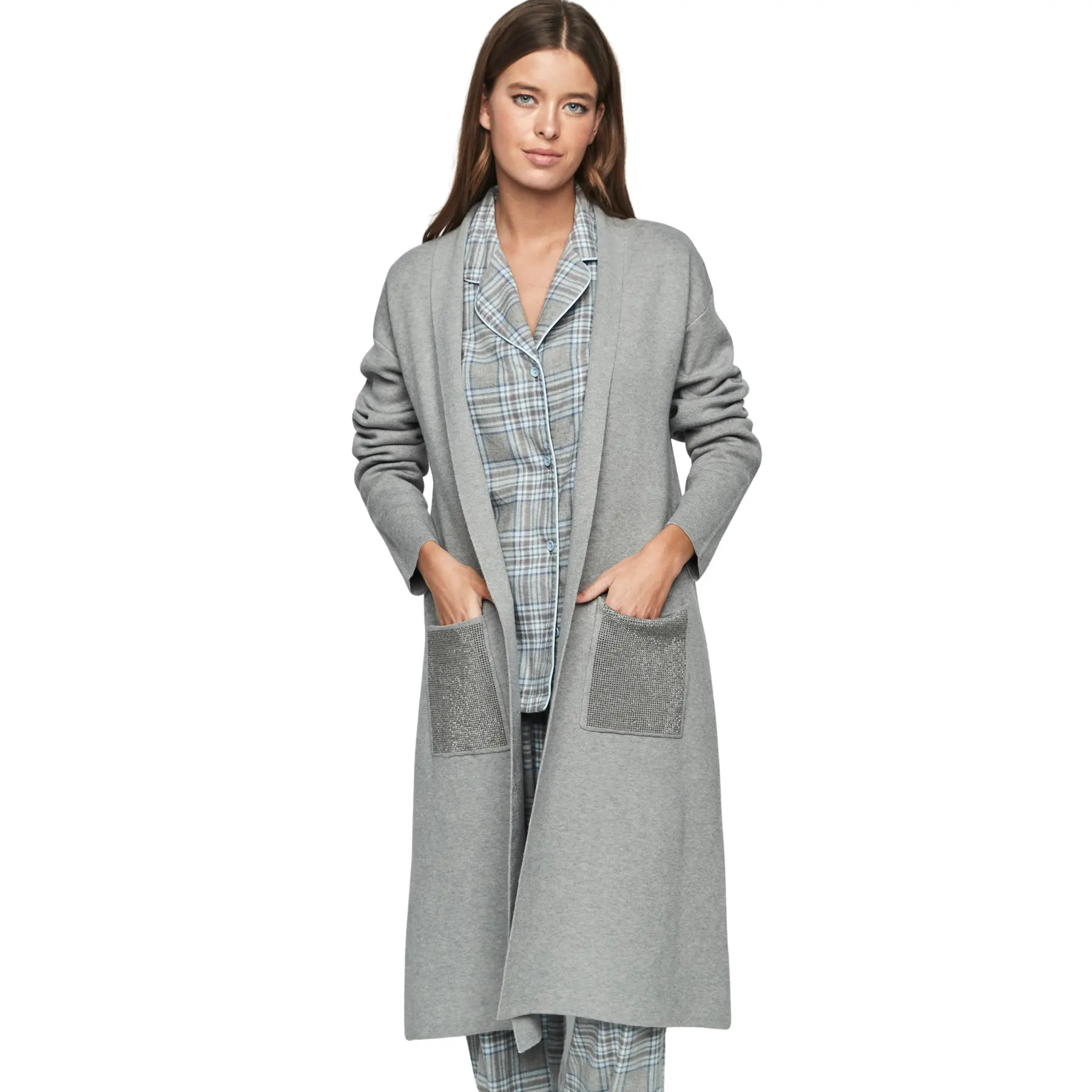 Damen Mid-Length Jacke mit glänzenden Taschen Selmark PC1 Style ADD