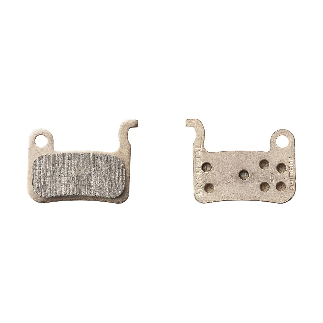Image of Ein Paar Fahrradbremsbeläge aus Metall und Feder mit Splint Shimano M06-MX