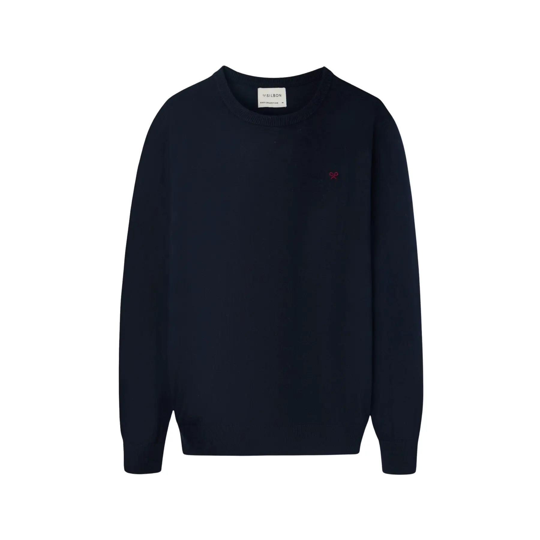Klassischer Rundhalsausschnitt-Pullover mit Tennisstickerei Silbon