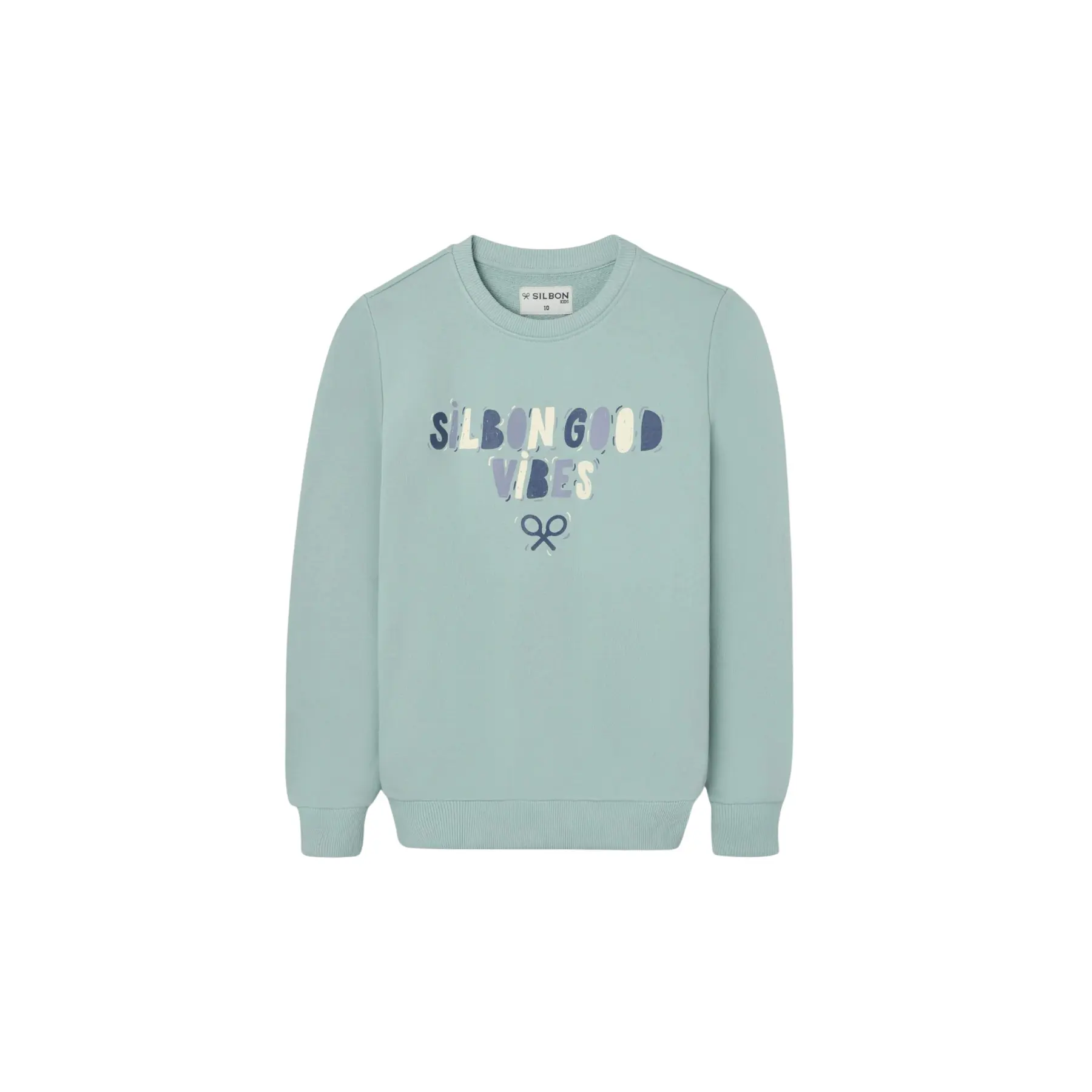 Kinder Sweatshirt mit Good Vibes Druck Silbon