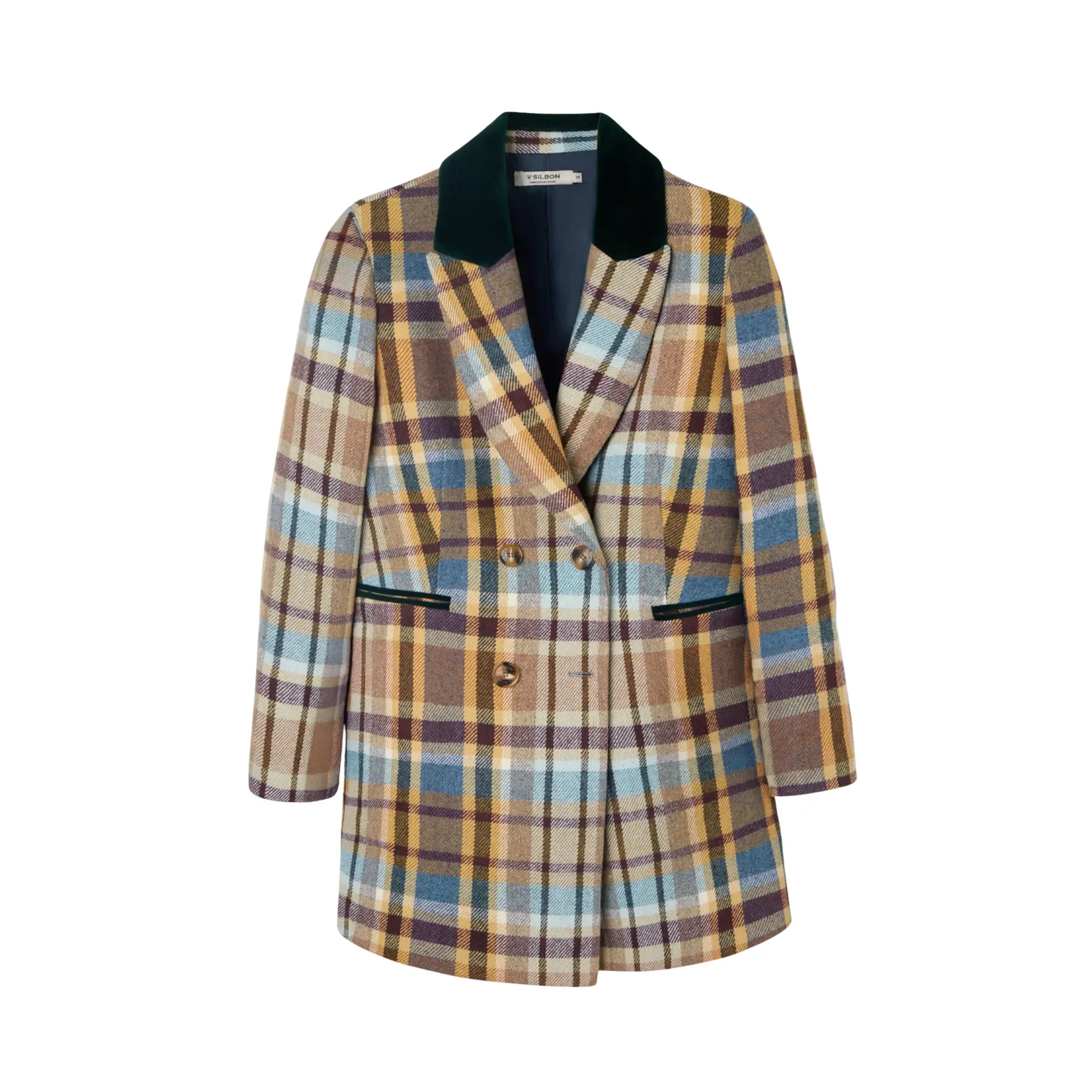 Cappotto doppiopetto a quadri donna Silbon