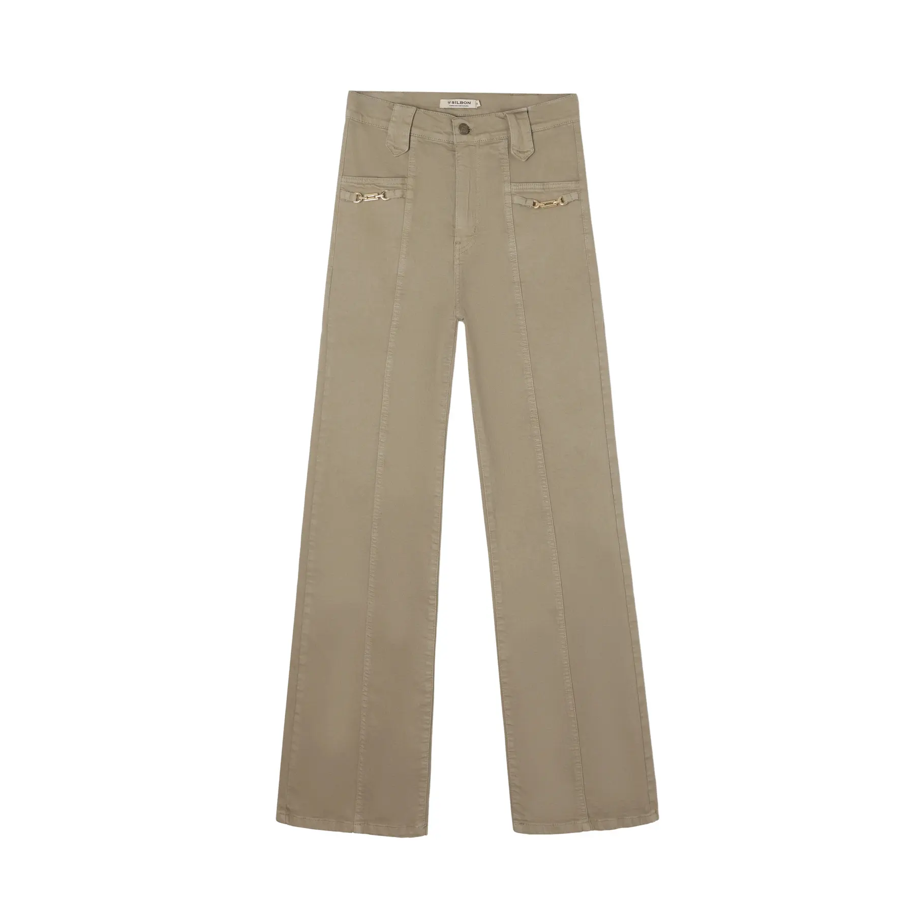 Gerade Hose mit dekorativem Gürtel für Damen Silbon