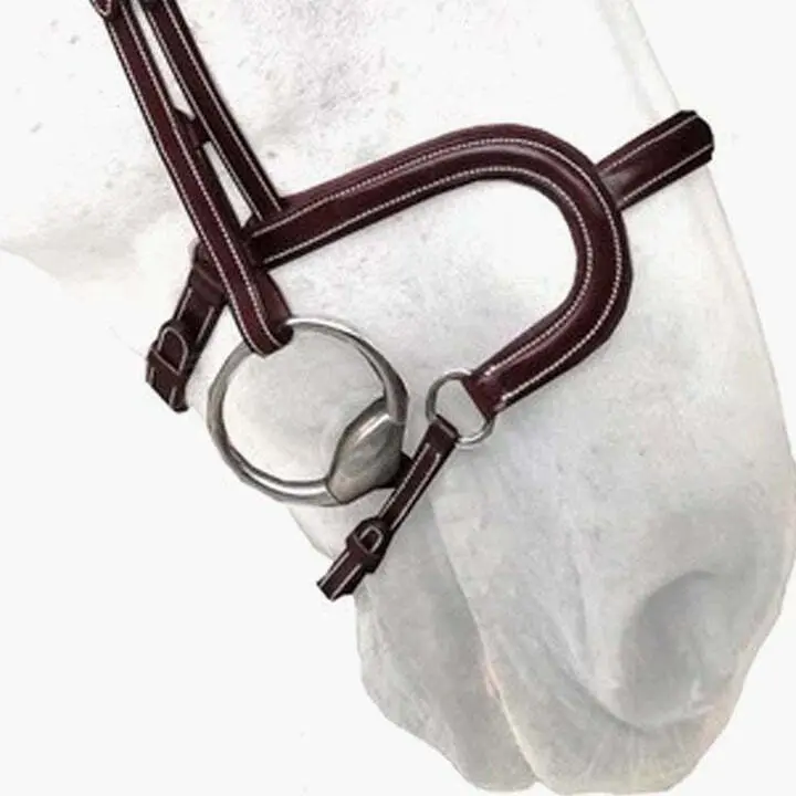 Horse cheek pieces flat leather Silver Crown H Classique