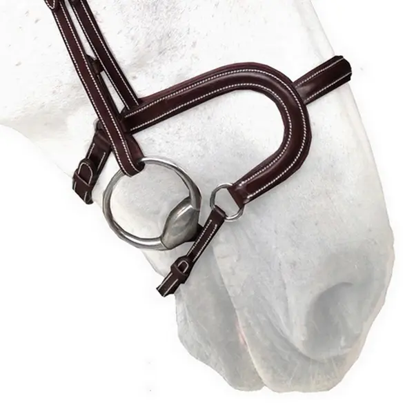 Horse cheek pieces flat leather Silver Crown H Classique