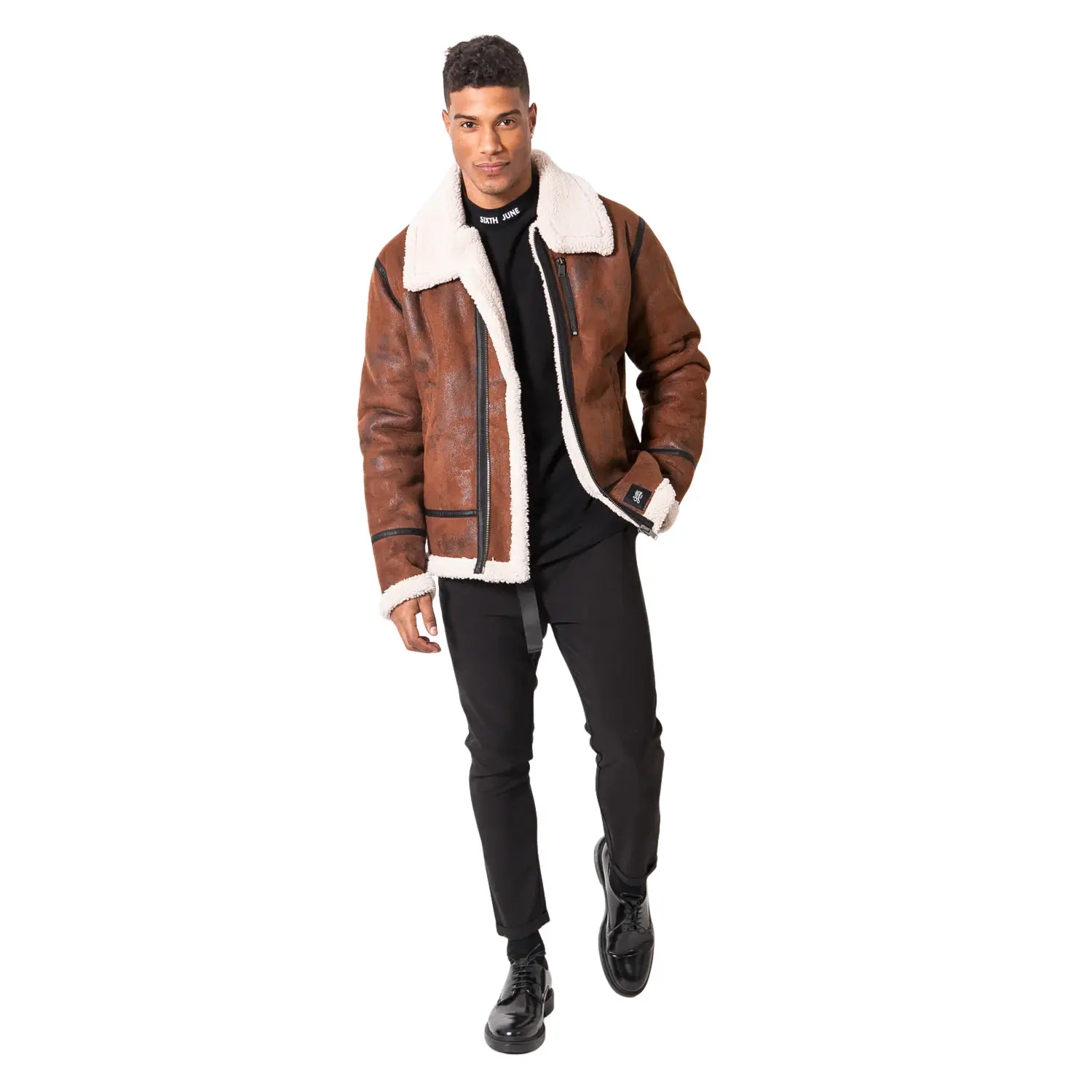 Giacca in pelle reversibile con pelliccia sintetica Sixth June