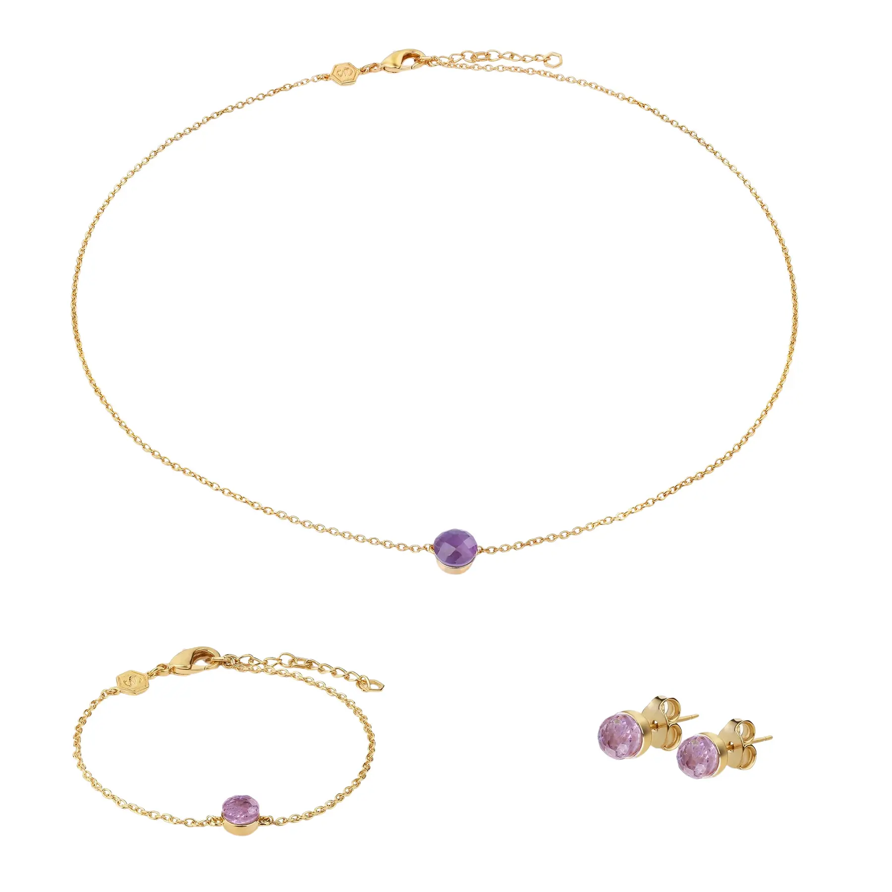 Set aus Halskette, Armband und Ohrringen aus Amethyst für Frauen Sloya Aurora