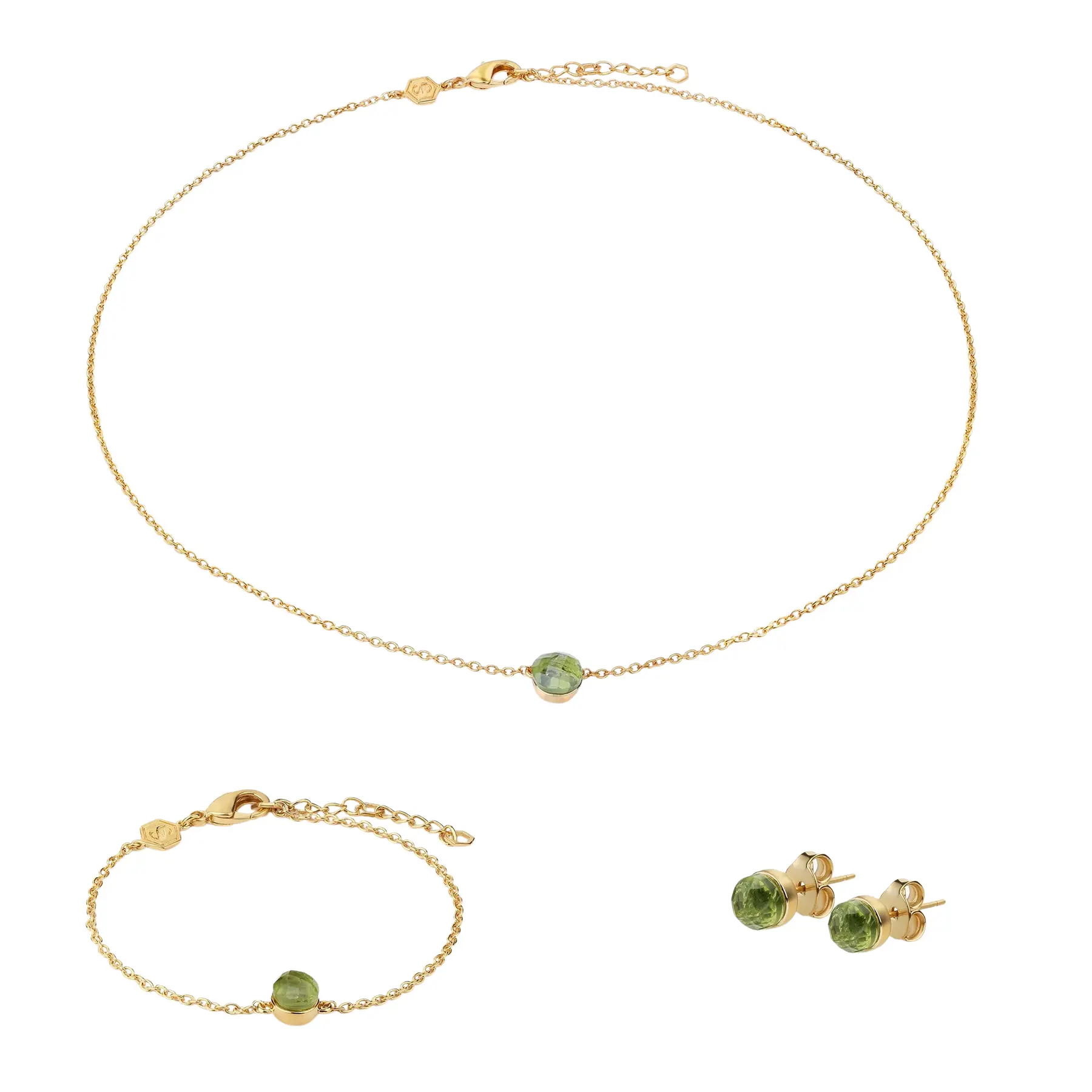 Halskette, Armband und Ohrringe aus Peridot für Frauen Sloya Aurora