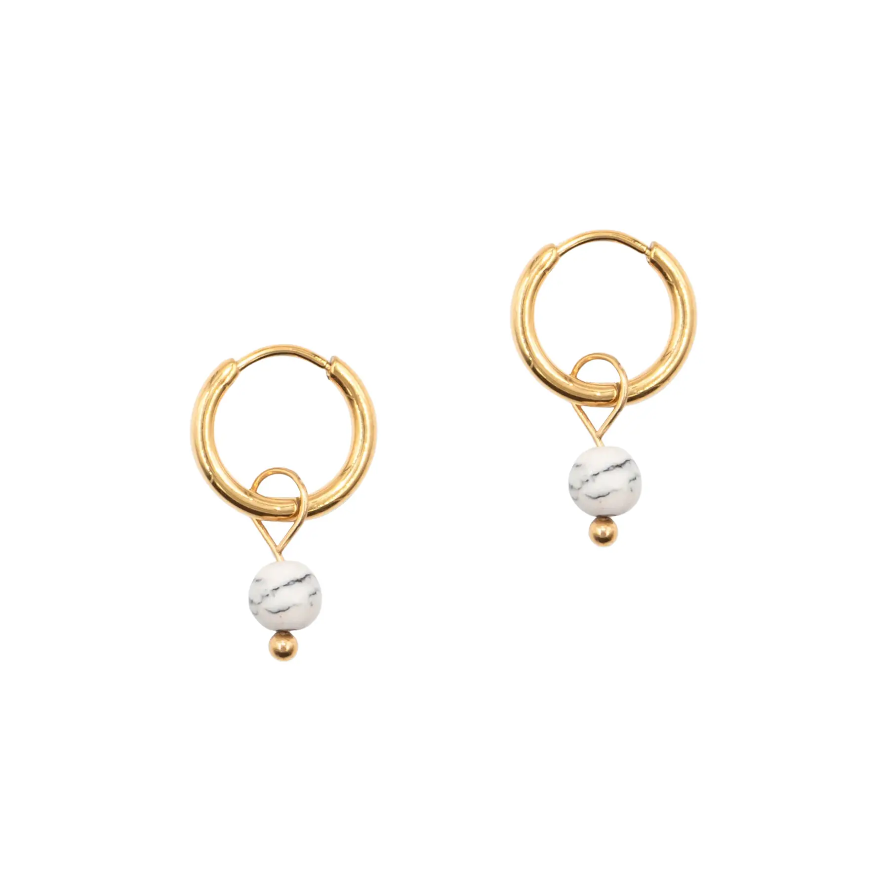 Orecchini a cerchio in pietre Howlite donna Sloya Serena