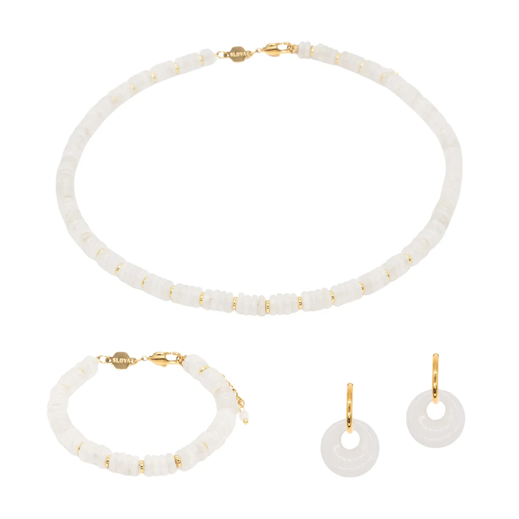 Halskette, Armband und Ohrringe aus Jade für Damen Sloya Blima