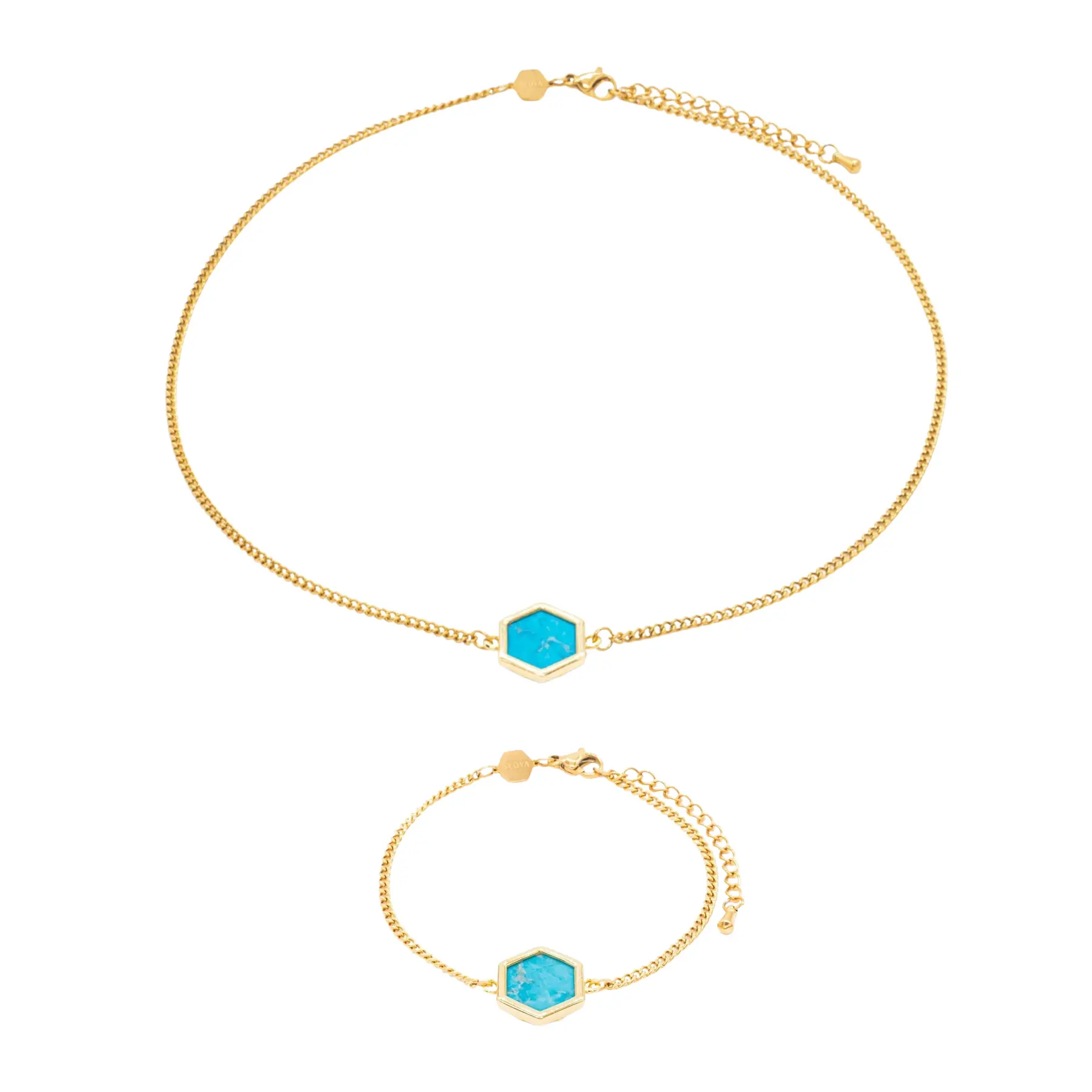 Collana e bracciale in pietre turchesi donna Sloya Hexalia