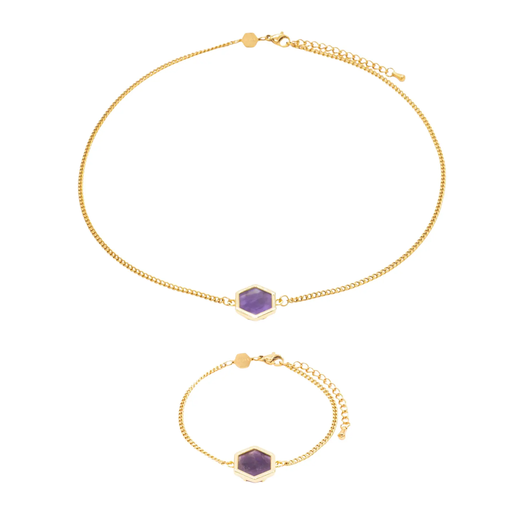 Amethyst Halskette und Armband für Frauen Sloya Hexalia